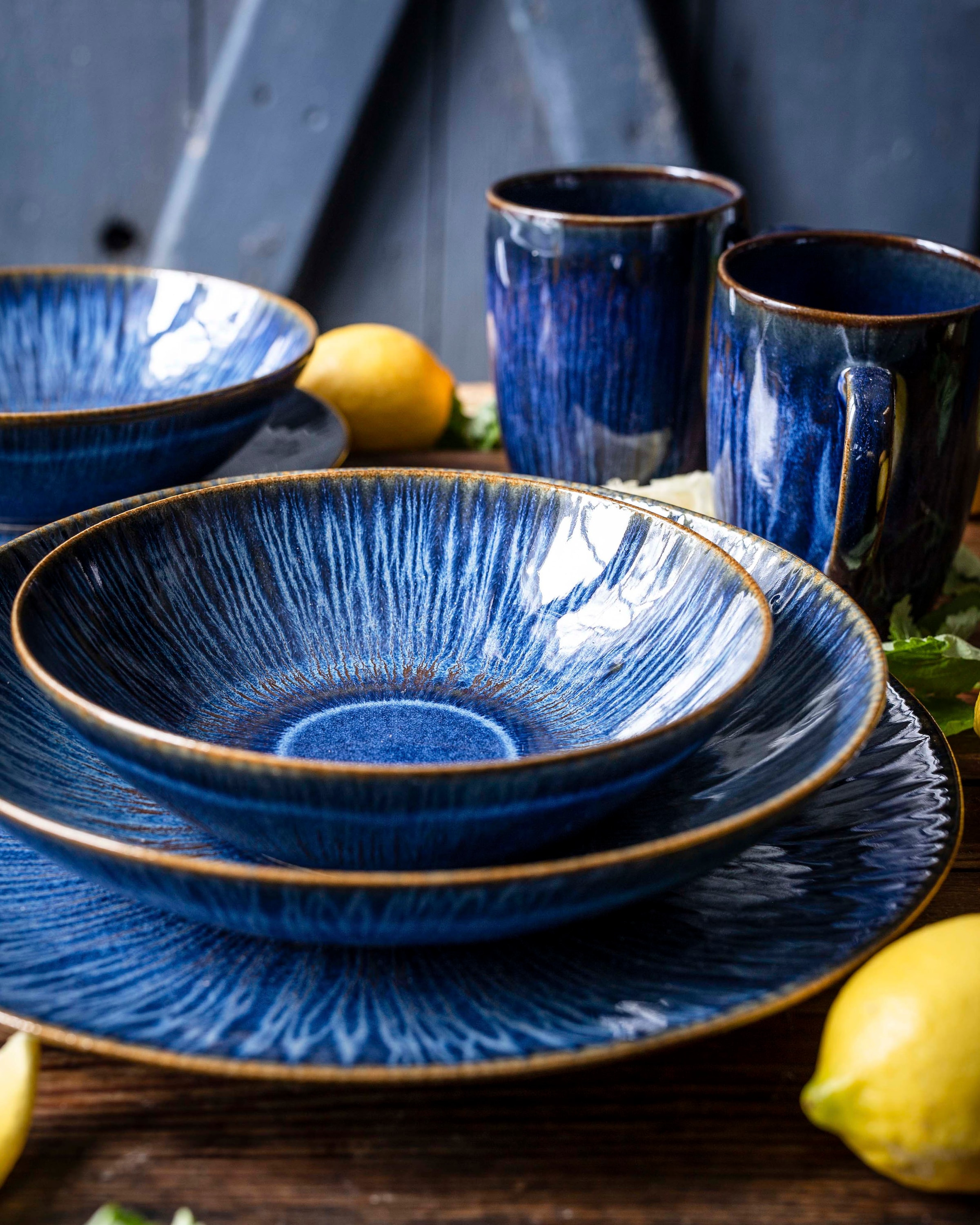 gipfelstück Becher »Eisfall«, (Set, 4 tlg.), Scandi-Style, Reaktivglasur, jedes Stück ein Unikat, 4-teilig