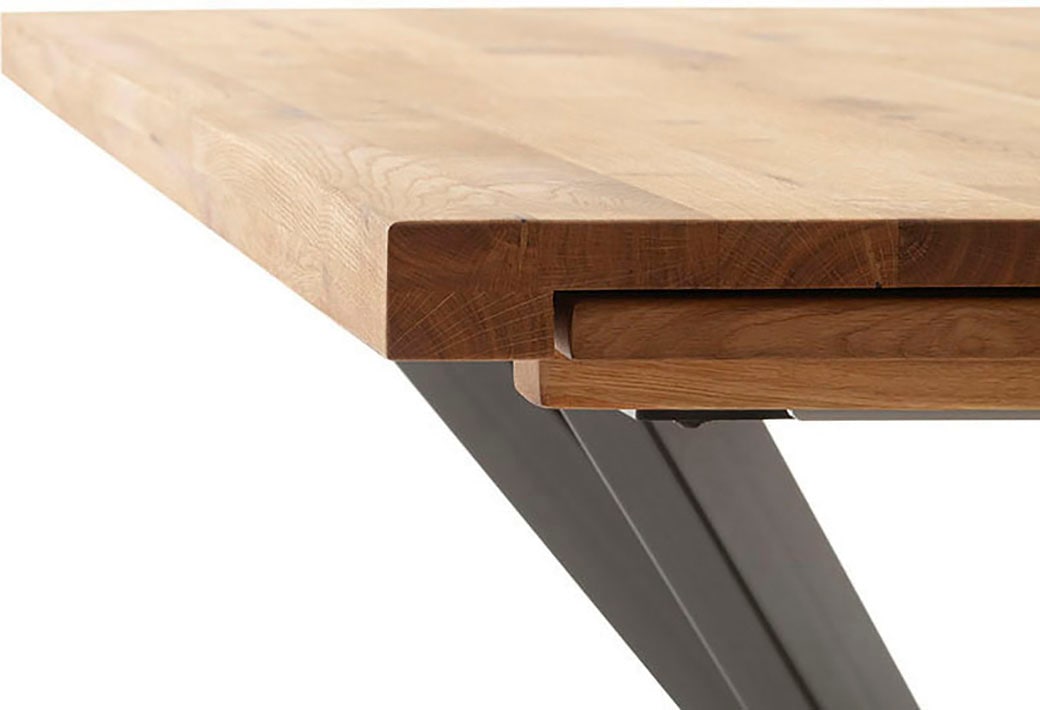 MCA furniture Esstisch »BARLETTA Auszugtisch 180-280 cm«, (Einzelstück), massiv,durchgehende Lamelle,aufgedoppelt,Metall,Tischplatte 5,0 cm