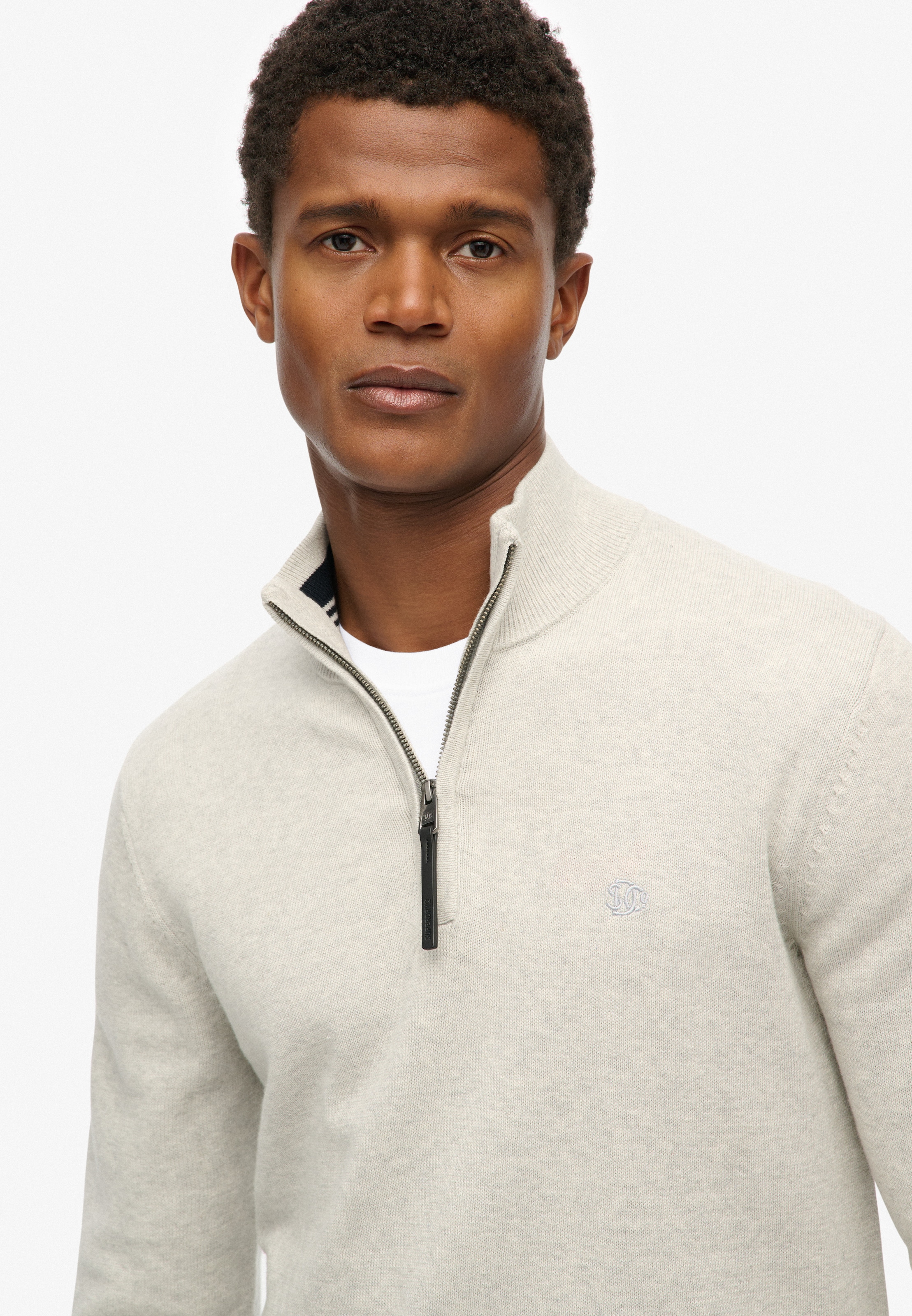 Superdry Troyer »ESSENTIALS COTTON HALF ZIP« aus Baumwolle, Slim Fit, hochschließender Kragen mit Reißverschluss