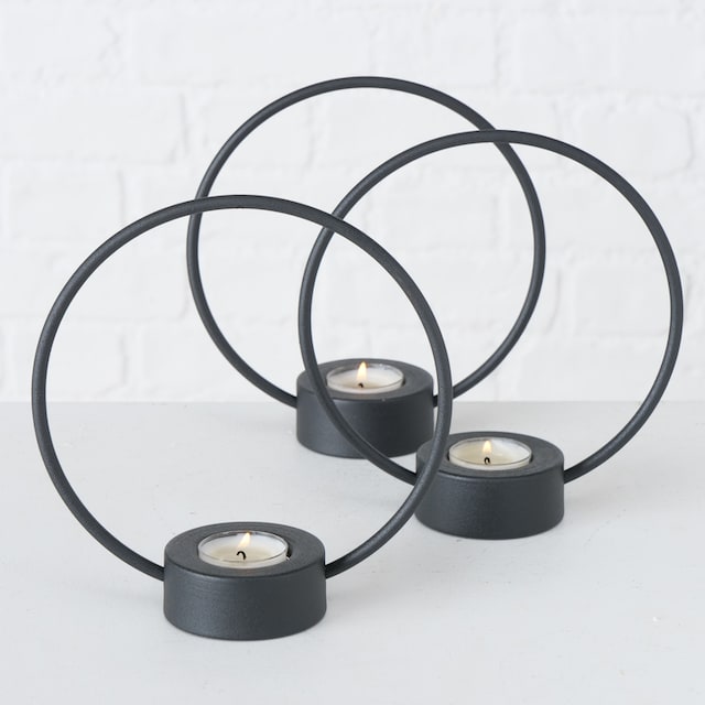 BOLTZE Teelichthalter »Rumba«, (Set, 3 St.), Kerzenhalter, aus Eisen, Höhe  ca. 20 cm, Ø ca. 18 cm auf Rechnung kaufen