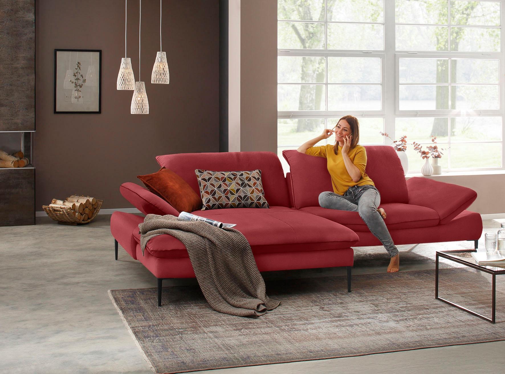 W.SCHILLIG Ecksofa »enjoy&MORE, Designsofa, elegant und bequem, L-Form«, Sitztiefenverstellung, Füße schwarz pulverbeschichtet, Breite 294 cm