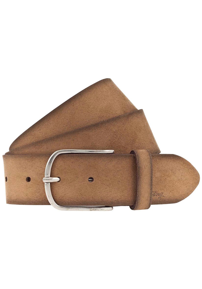 MUSTANG Ledergürtel, Velour-Damengürtel mit Logoschriftzug
