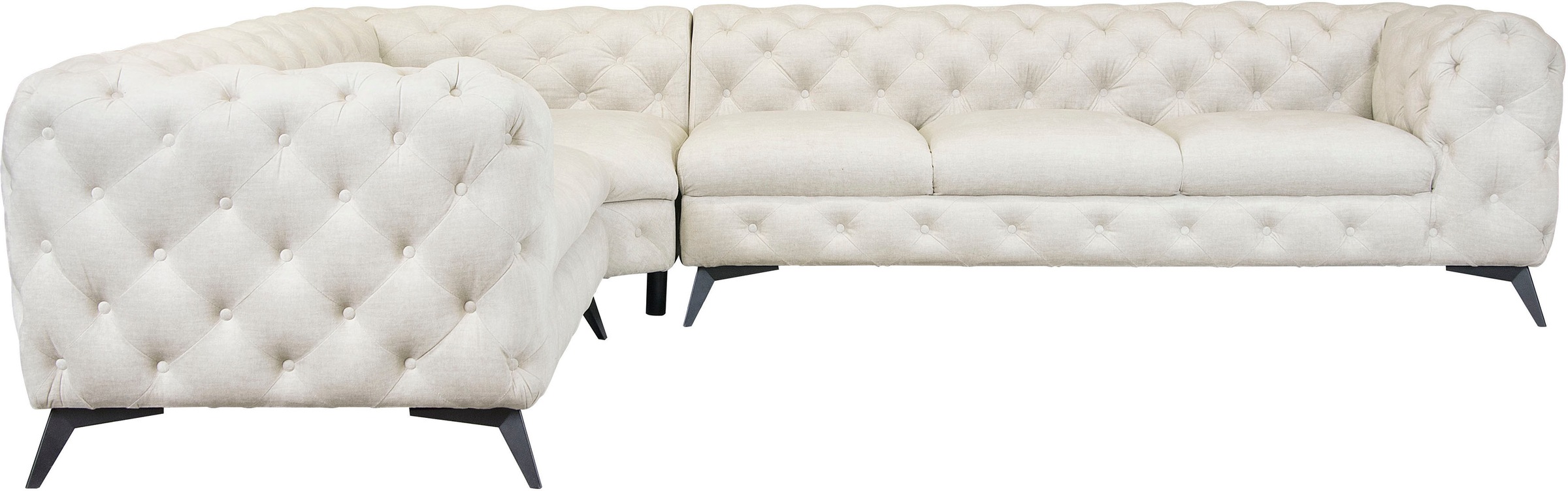 Leonique Chesterfield-Sofa »Ecksofa GLYNIS L-Form mit Wellenunterfederung, günstig online kaufen