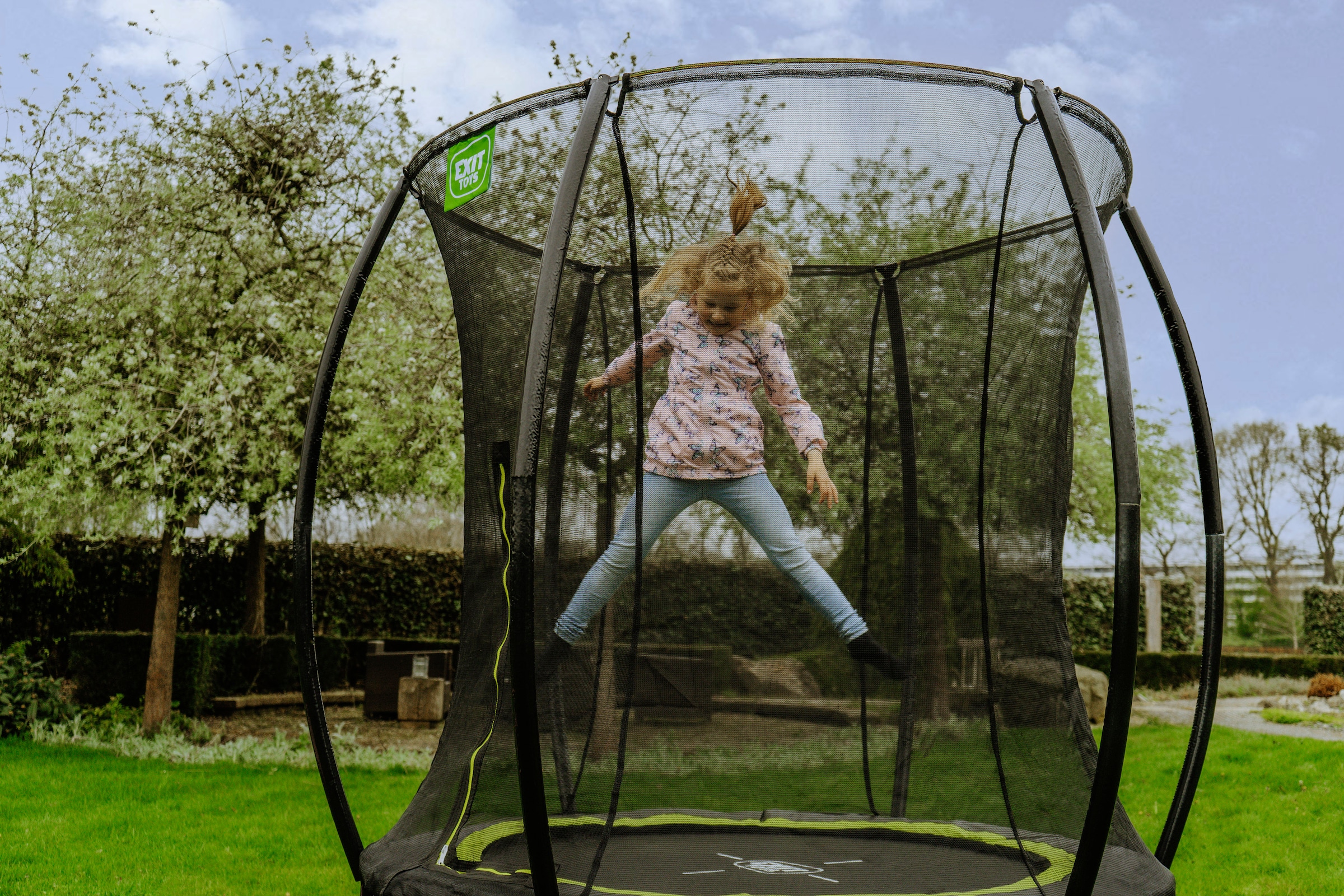 EXIT Gartentrampolin »Silhouette, rosa«, mit Sicherheitsnetz