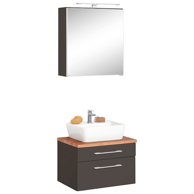 HELD MÖBEL Badmöbel-Set »Davos«, (2 St.), Spiegelschrank Breite 60 cm, mit  rechteckigem Waschbecken auf Raten bestellen