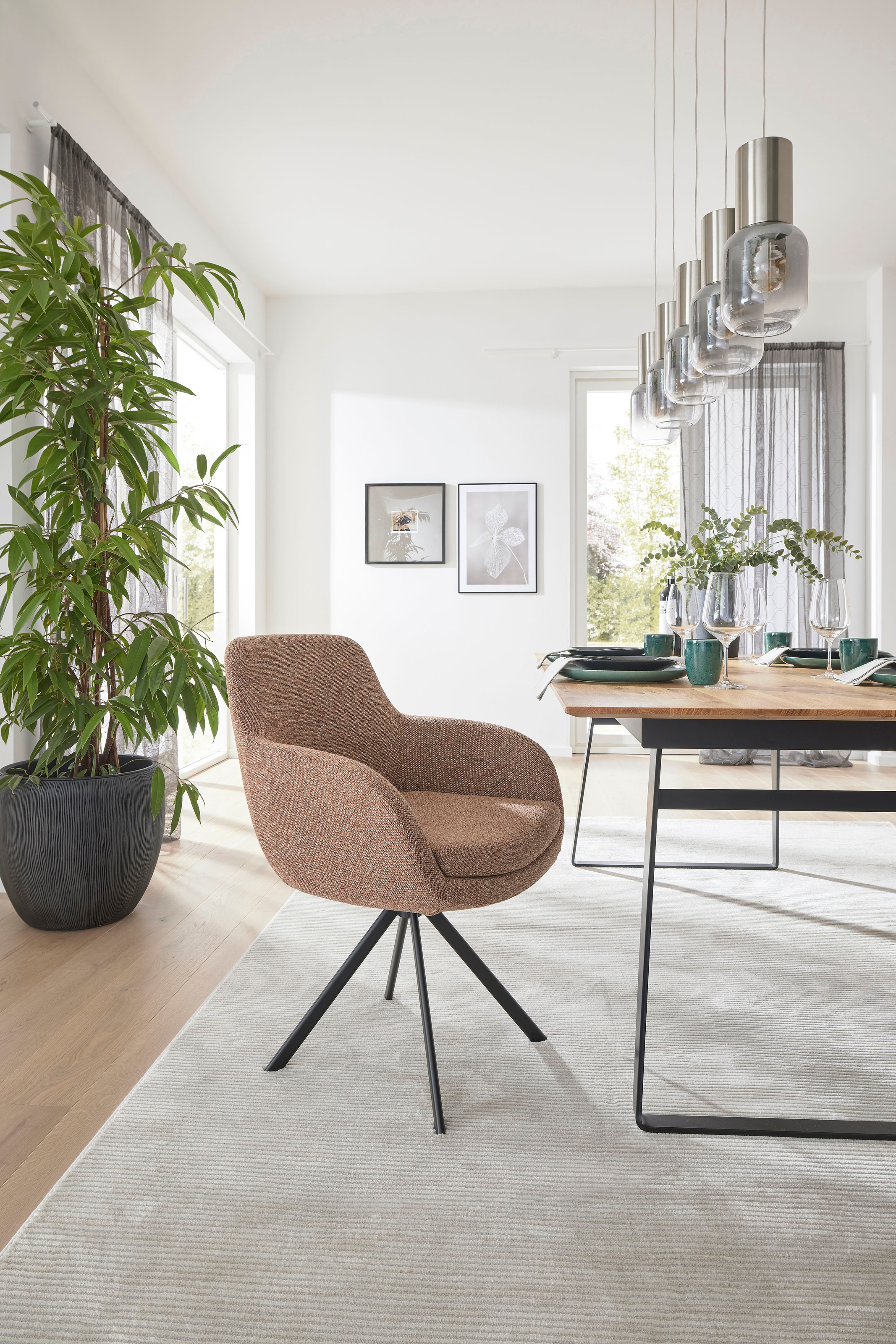 Musterring Esszimmerstuhl »Tavia«, (Set), 2 St., Chenille, Stativgestell Ei günstig online kaufen