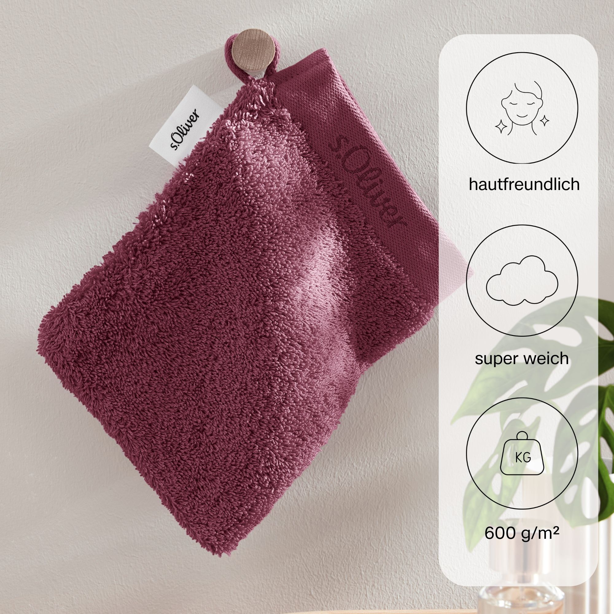 s.Oliver Waschhandschuh »s.Oliver, Premium Qualität, 600 gr/m², auch als Sets erhältlich«, (1 St., Waschlappen 16 x 21 cm), große Farbauswahl, auch als Duschtuch, Handtuch, Gästetuch