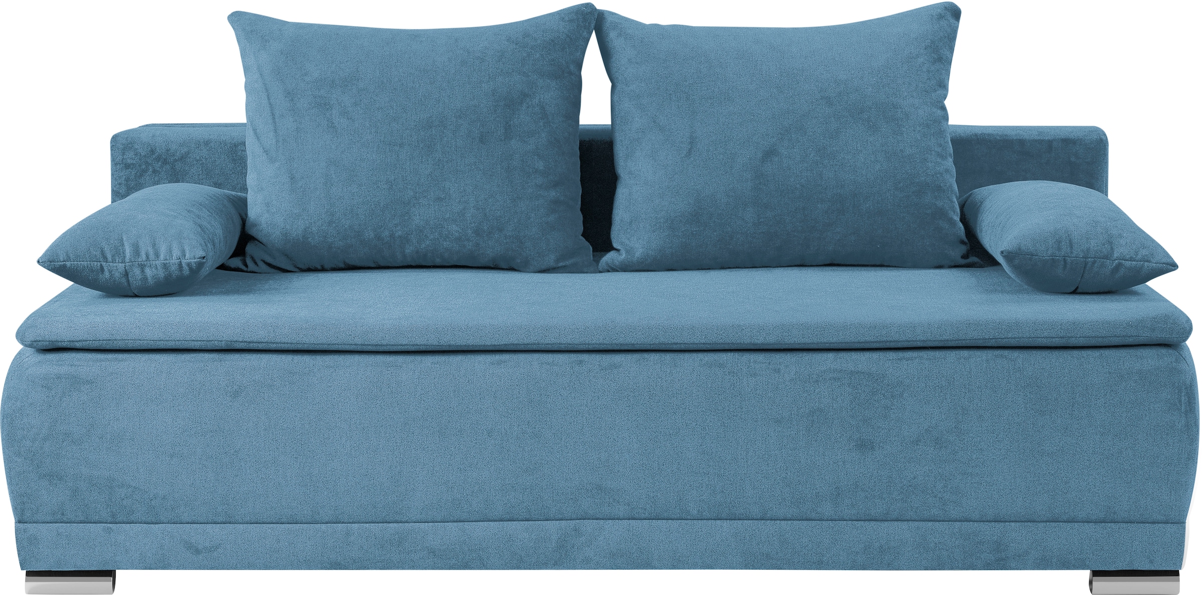 WERK2 Schlafsofa »Biggi, komfortabel & elegant, Schlaffunktion, Bettkasten, Breite 260cm«, inkl. losen Kissen, Struktur weich, hellblau
