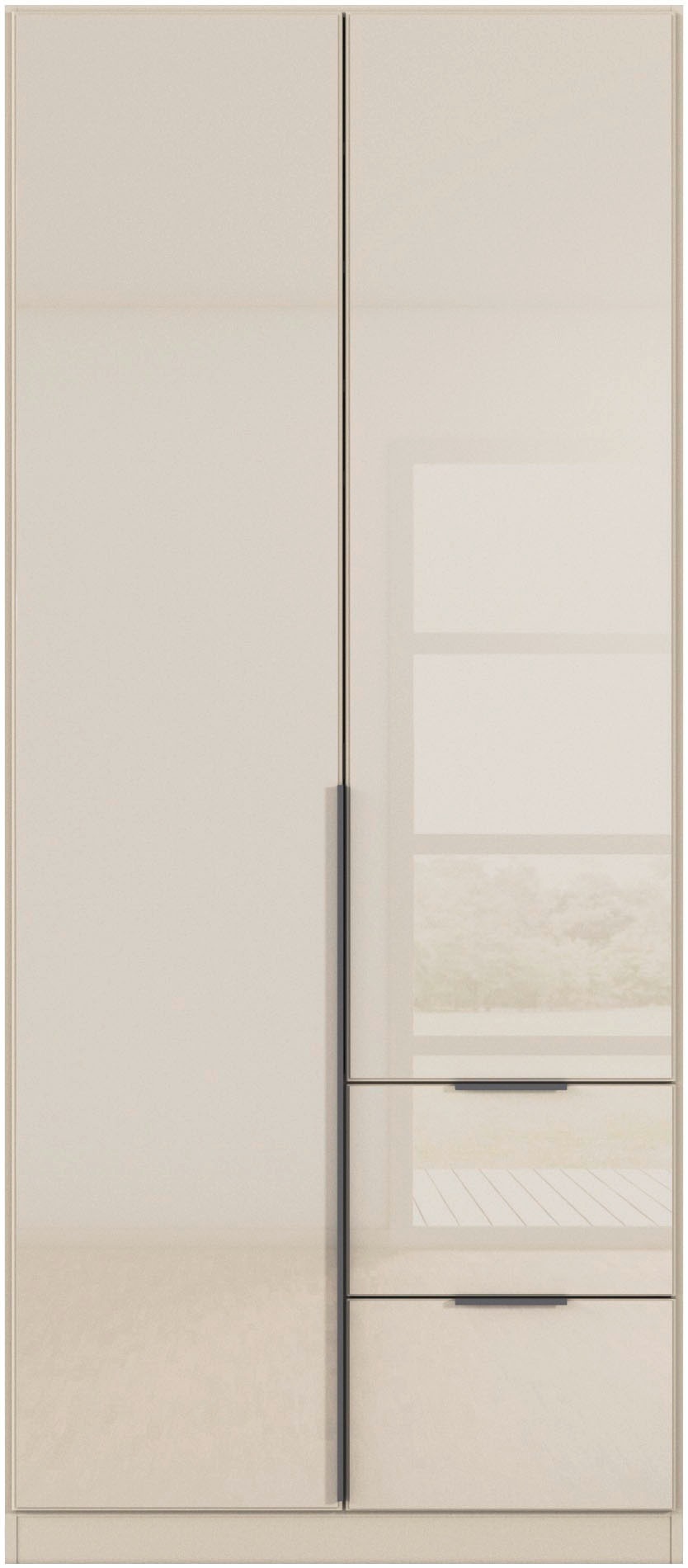 rauch Drehtürenschrank »Kleiderschrank Kleiderschränke Schrank Garderobe AGORDO mit Glasfront«, (in zwei Griff-Farben mit Glasfront), mit Außenschubkästen, in 6 Breiten und 2 Höhen MADE IN GERMANY