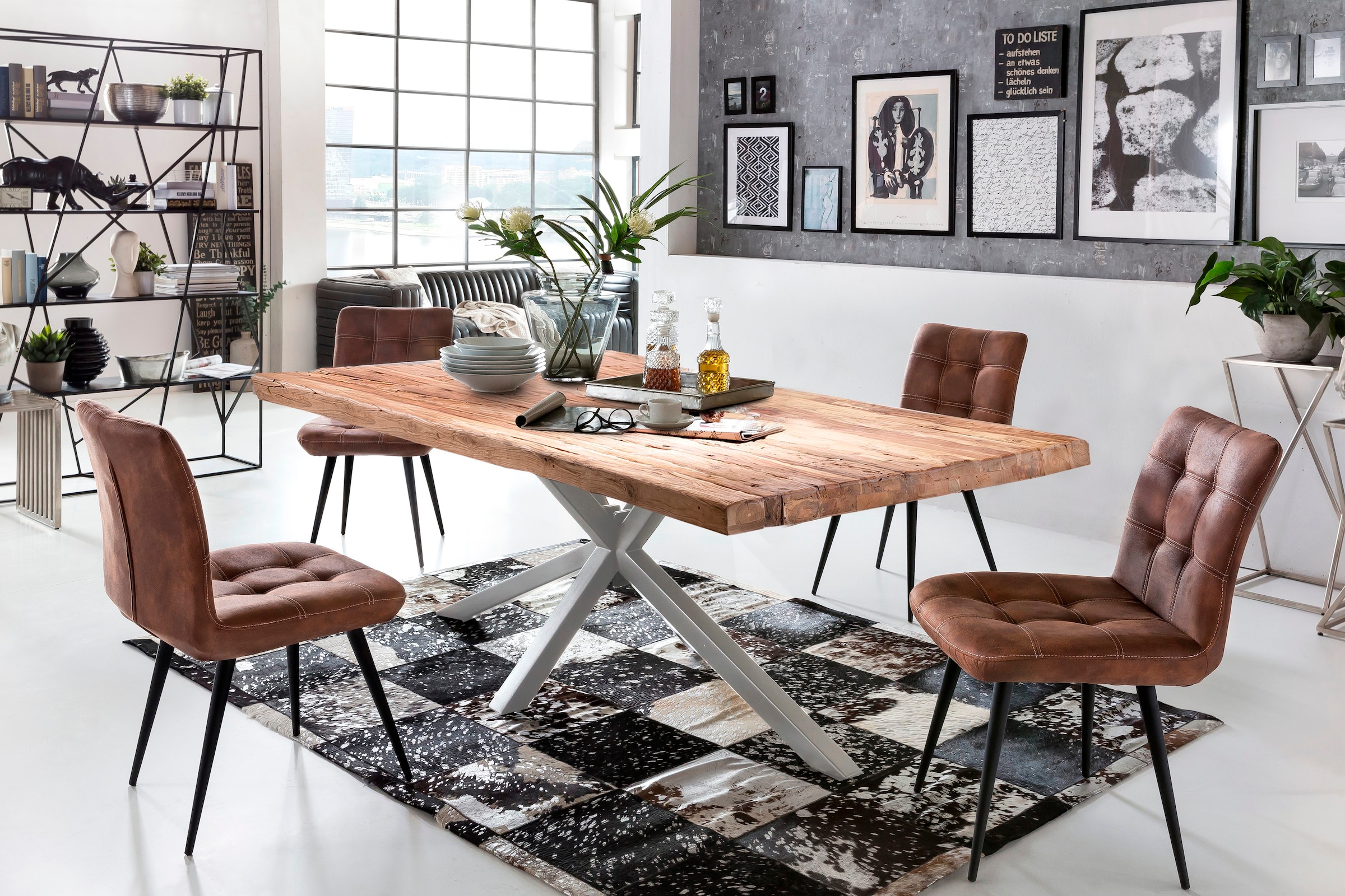 SIT Esstisch, Platte aus recyceltem Teak