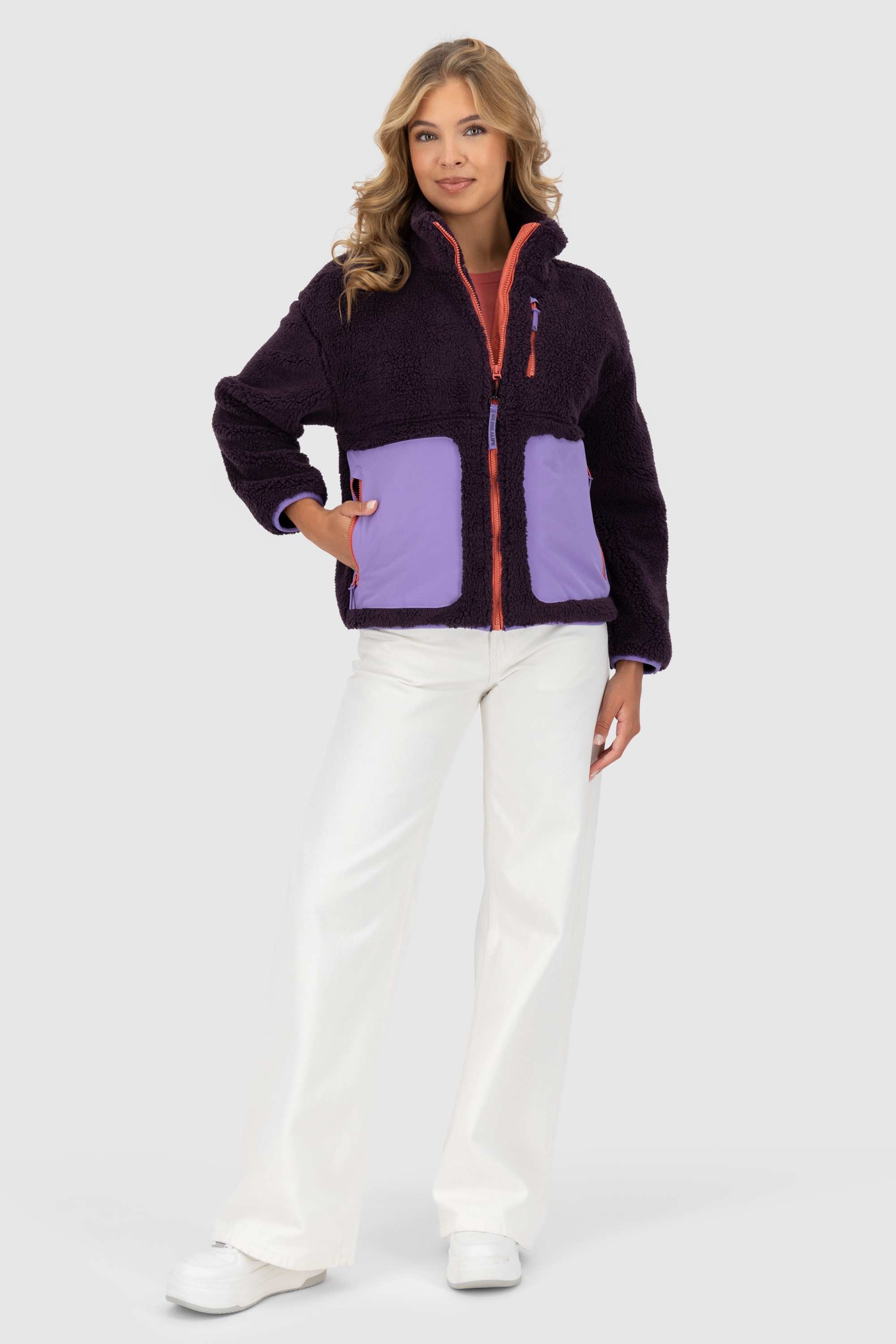 Alife & Kickin Winterjacke »Damen AnoukAK G«, ohne Kapuze, Stylische Teddy Plüschjacke mit hohem Kragen und Fleece-Innenfutter
