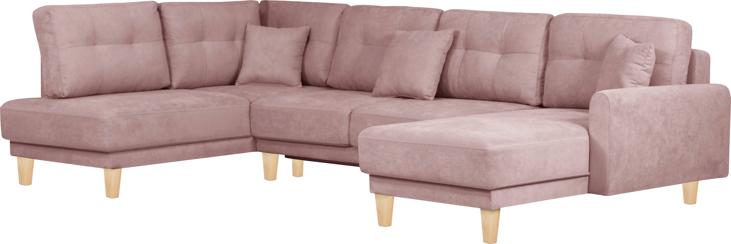 Home affaire Wohnlandschaft »TRIPLO U-Form wahlweise mit Schlaffunktion, B/T/H: 310/192/90 cm«, Schlafsofa, auch mit Bettkasten, Steppung im Rückenkissen
