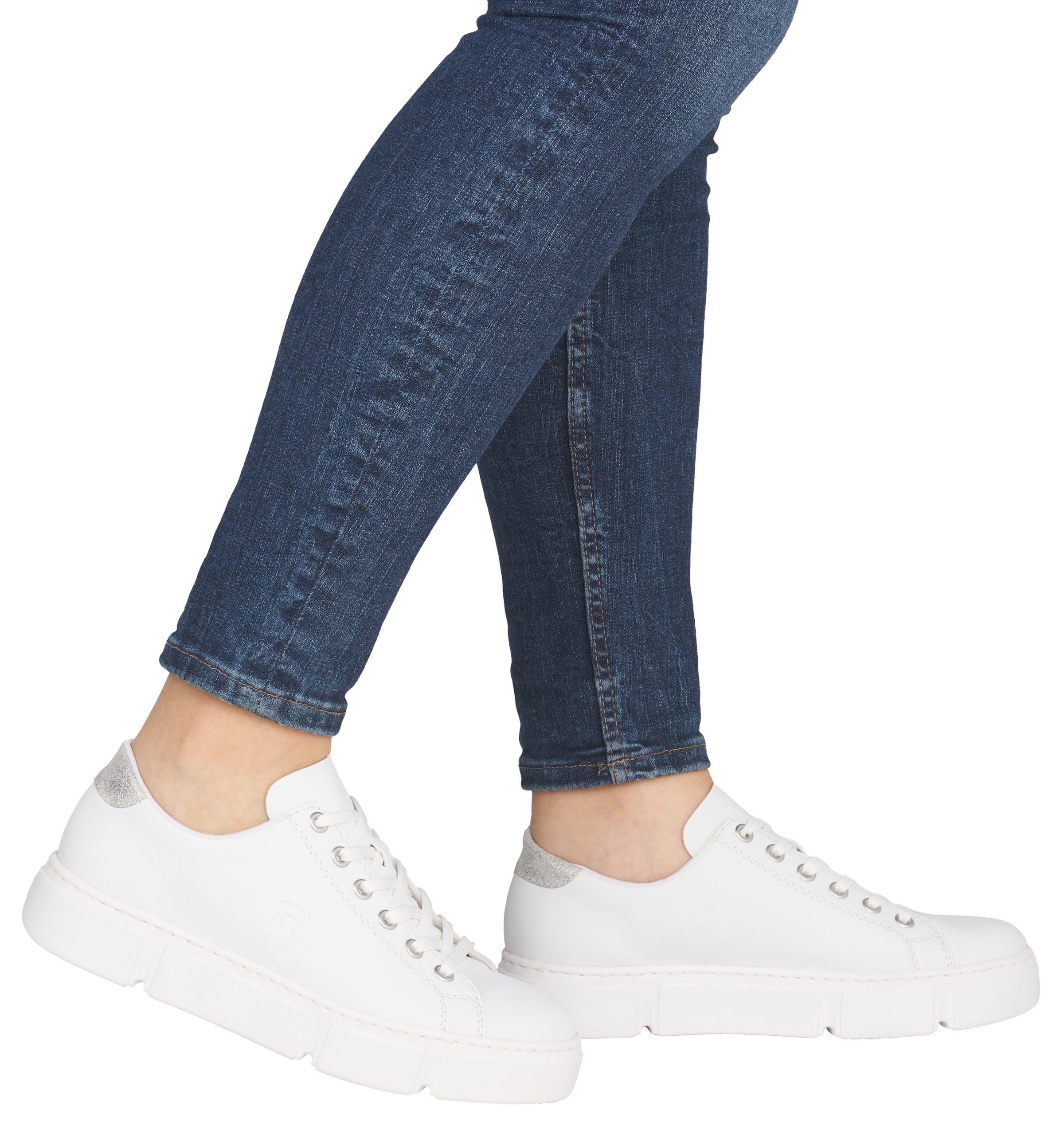 Rieker Plateausneaker  in monochromer Optik, Freizeitschuh, Halbschuh, Schnürschuh