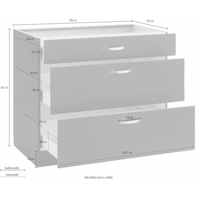 wiho Küchen Unterschrank »Flexi«, Breite 90 cm online kaufen