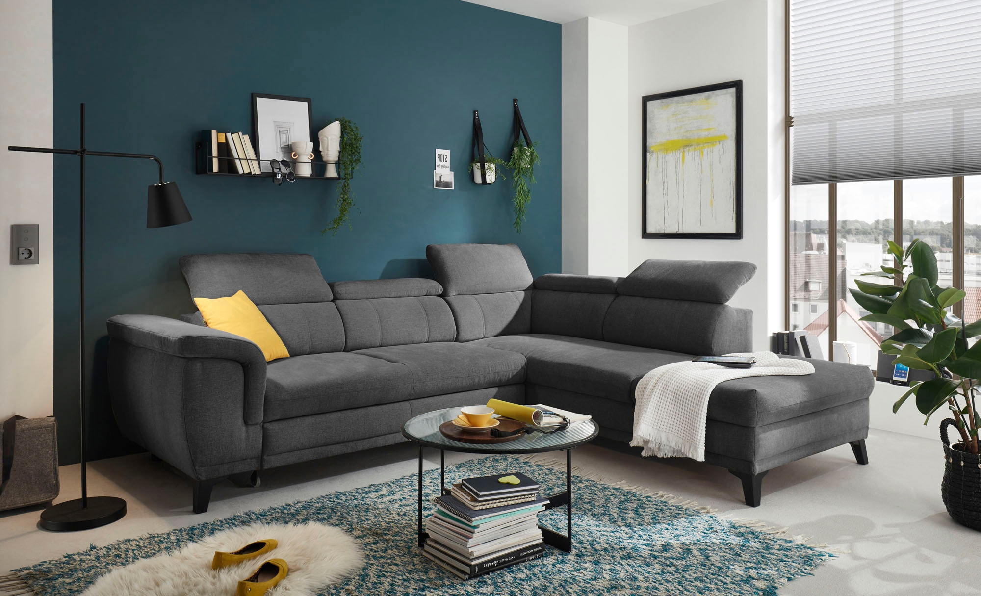 ED EXCITING DESIGN Ecksofa »Albany L-Form«, mit Bettfunktion, Bettkasten & günstig online kaufen