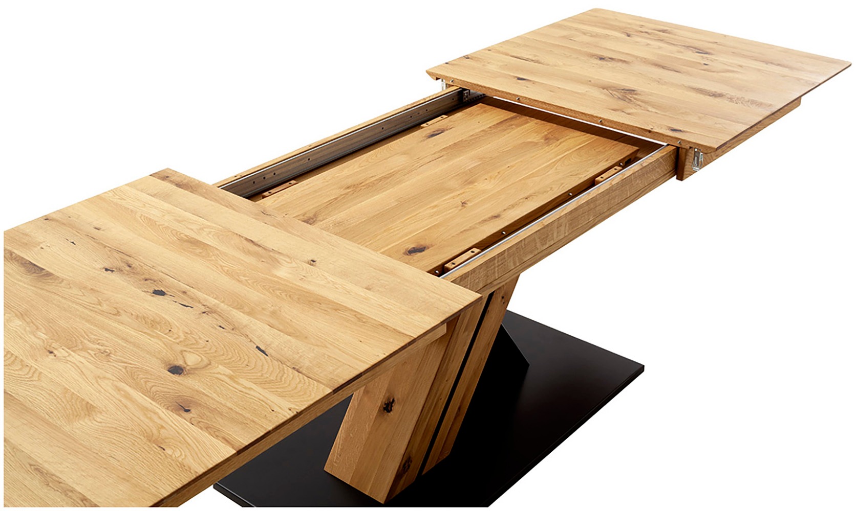 MCA furniture Esstisch »Morena Säulentisch Komfort Tisch«, Synchronauszug,ausziehbar,Wildeiche,massiv,geölt,XXL