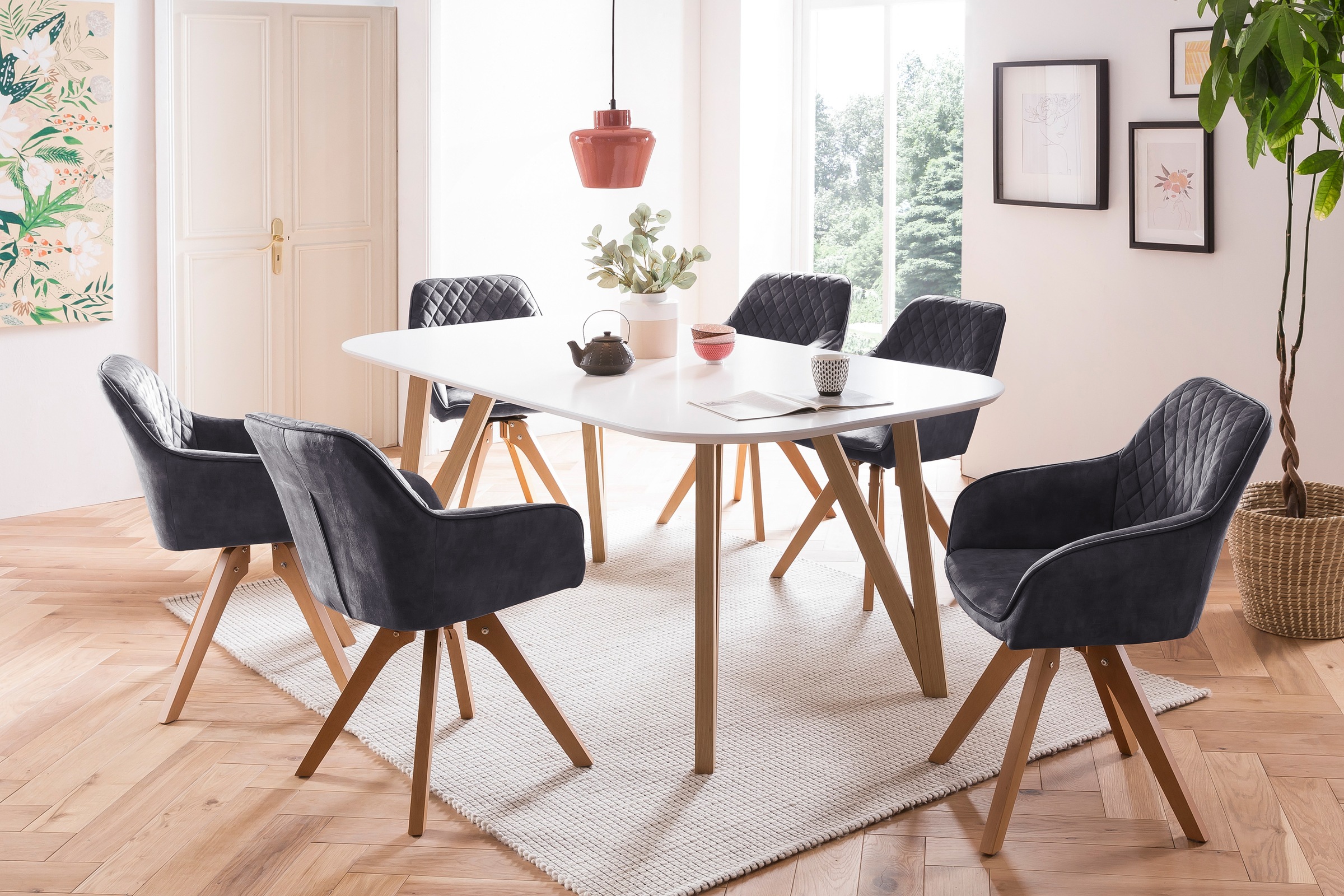 SalesFever Essgruppe »Eleganter Tisch inkl. Stühle« 5-teilige Samtverlours- günstig online kaufen