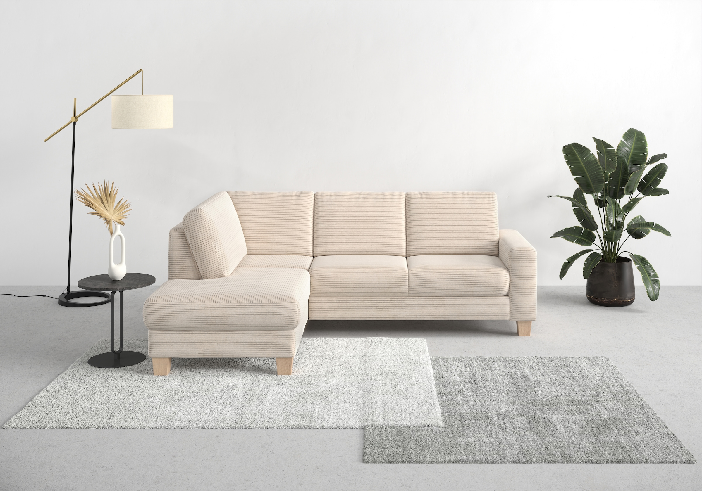 Home affaire Ecksofa »Summer L-Form«, mit Ottomane, wahlweise mit Bettfunktion und Bettkasten, Cord-Bezug