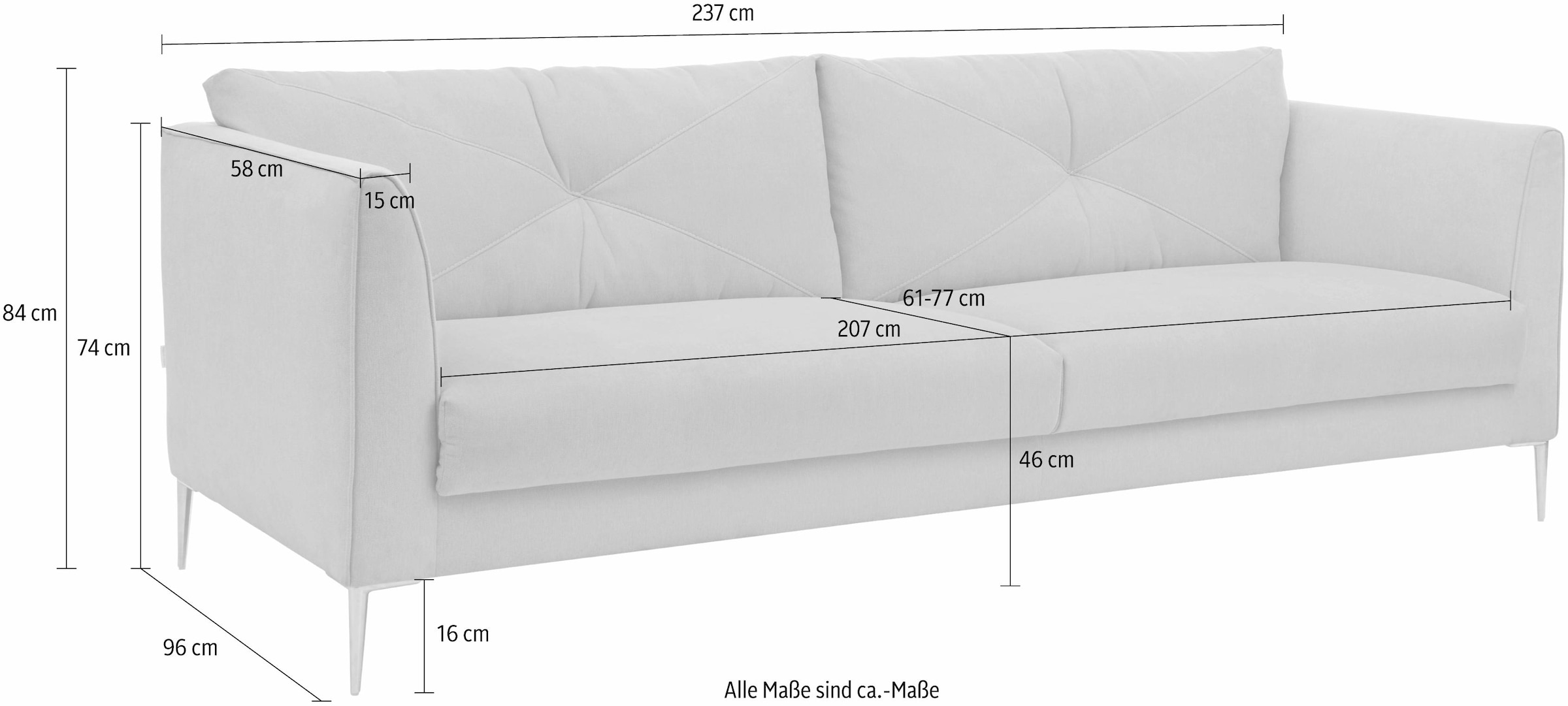 Guido Maria Kretschmer Home&Living 2,5-Sitzer »Lille«, Breite 237 cm