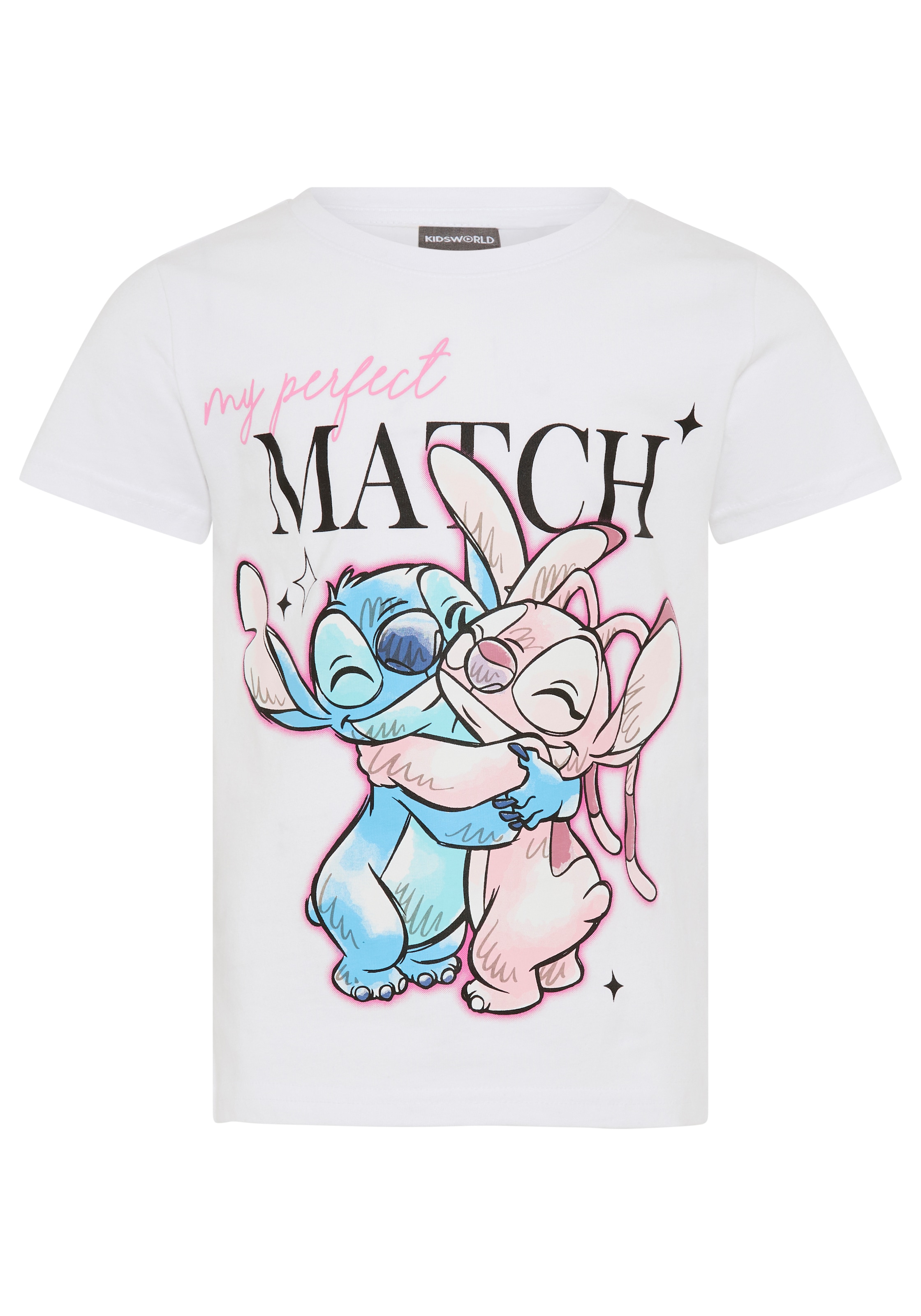 KIDSWORLD T-Shirt »STITCH: perfect match - Disney Shirt« Kurzarm, mit Rundhalsausschnitt, bedruckt, aus Baumwolle