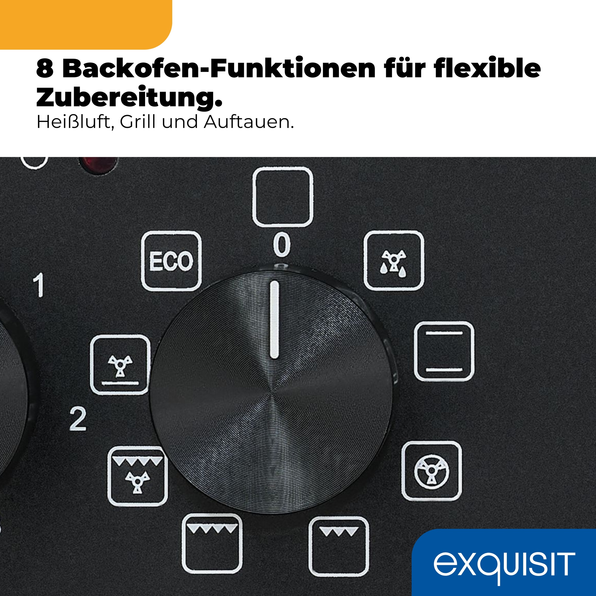 exquisit Backofen-Set »EHE367-HBZ-120 mattschwarz« Backofen | Glaskeramikkochfeld, 2 Stk. tlg. Vielseitiger Grill und 4-Zonen-Glaskeramikkochfeld – einfach & sicher!