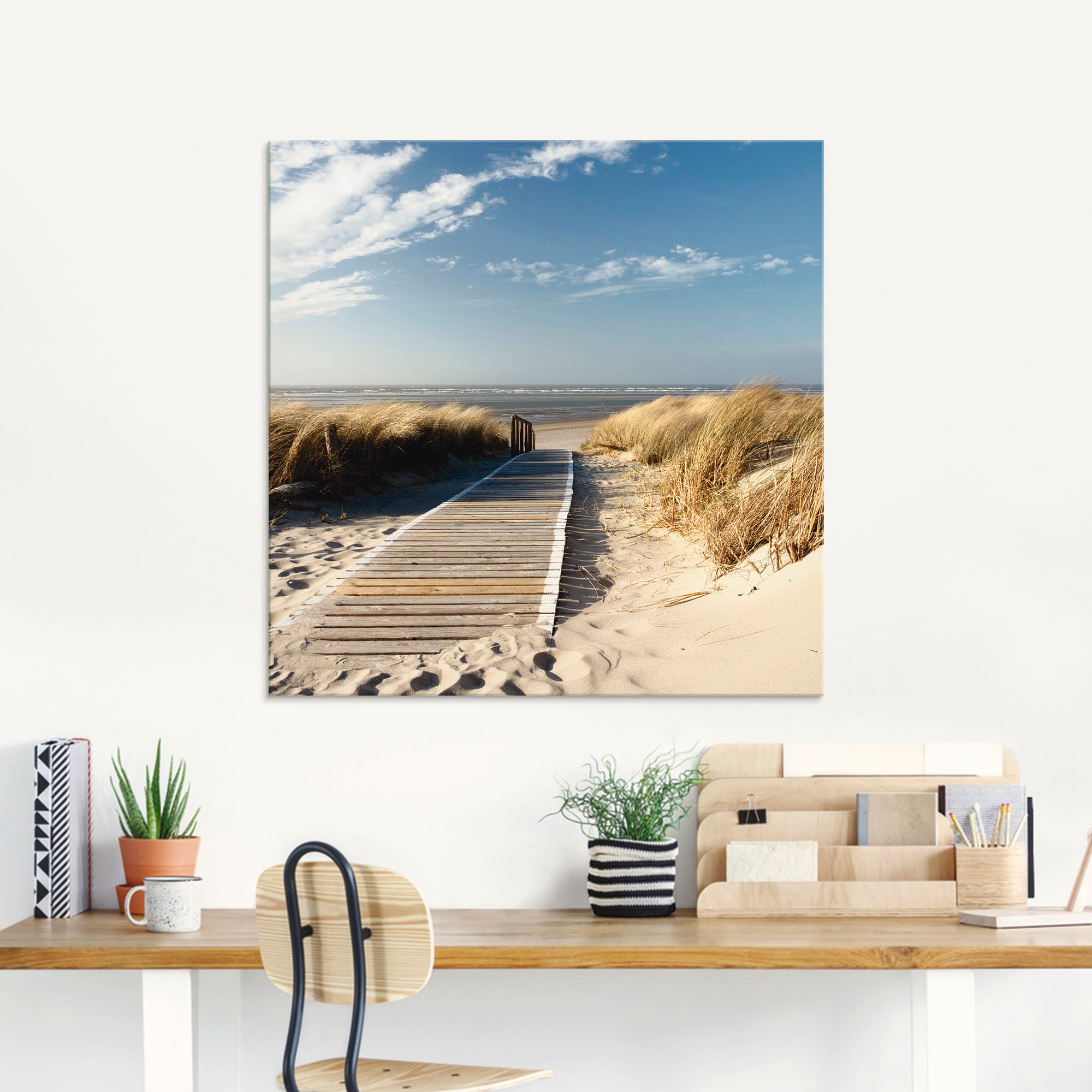 Artland Glasbild »Nordseestrand auf Langeoog - Steg« Strand 1 Stk. tlg. in günstig online kaufen