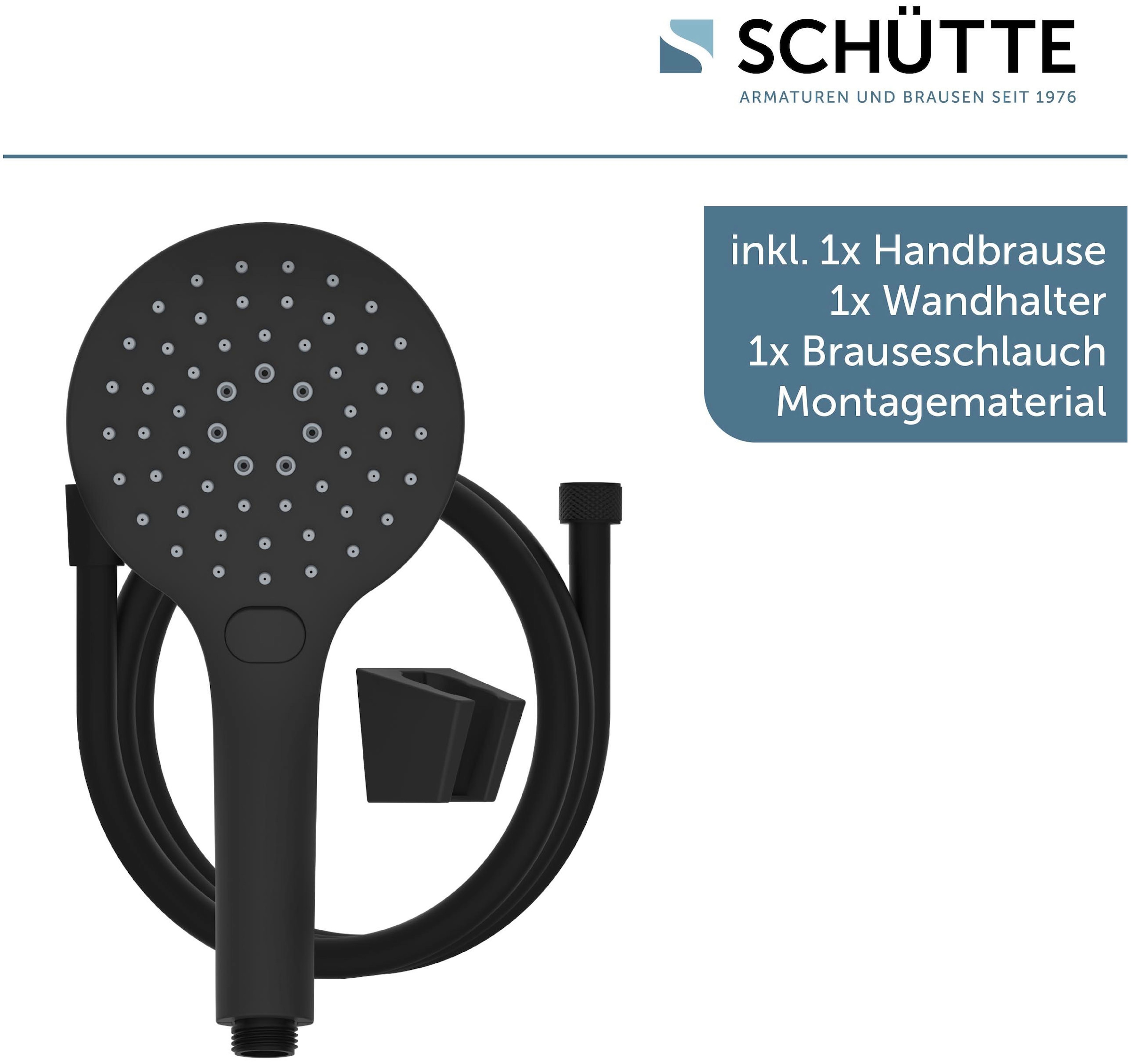 Schütte Handbrause »RAVEN«, (Set), 3-fach verstellbar, Antikalk, wassersparend