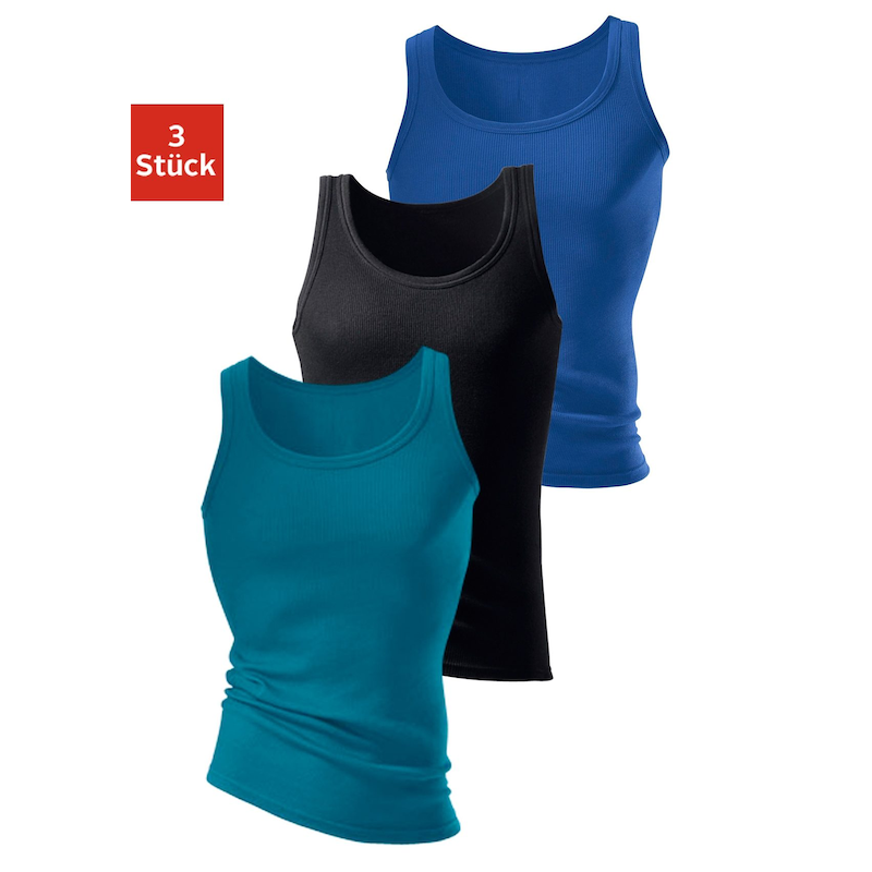 H.I.S Unterhemd »Doppelripp Tanktop« Packung, 3 Stk. tlg., aus weicher Baumwollqualität royalblau, schwarz, petrol 3 - 3 Stk. 3 Stk. 3...