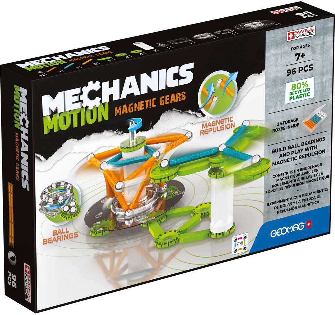 Magnetspielbausteine »GEOMAG™ Mechanics Motion, Recycled Magnetic Gears«, (96 St.),...