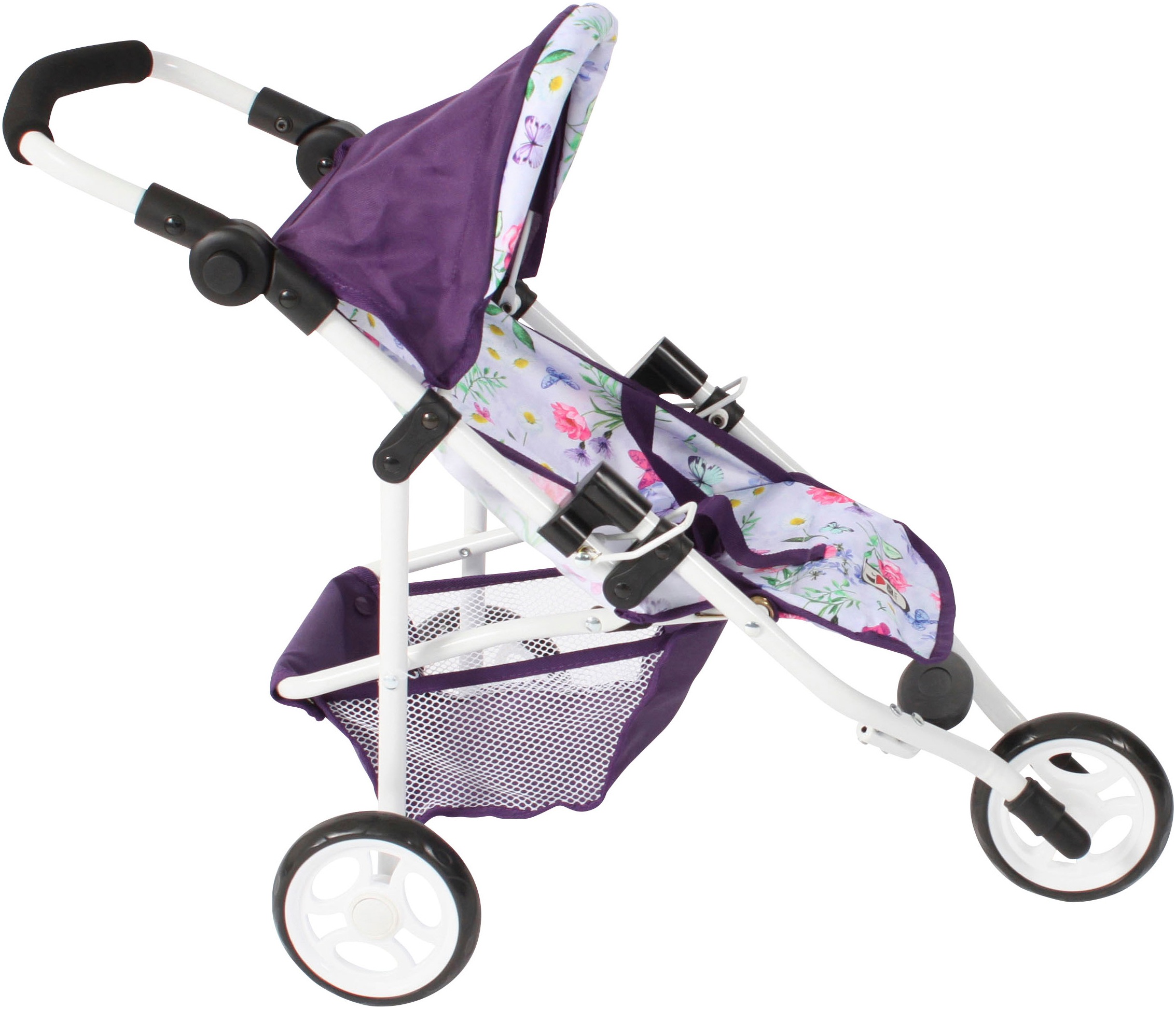 CHIC2000 Puppenbuggy »Jogging-Buggy Lola, Flowers lila«, mit klappbarem Verdeck