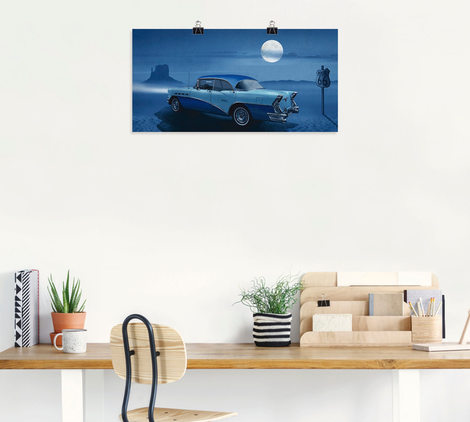Artland Wandbild »Blaue Nacht auf der Route 66«, Auto, (1 St.), als Leinwandbild, Poster in verschied. Größen
