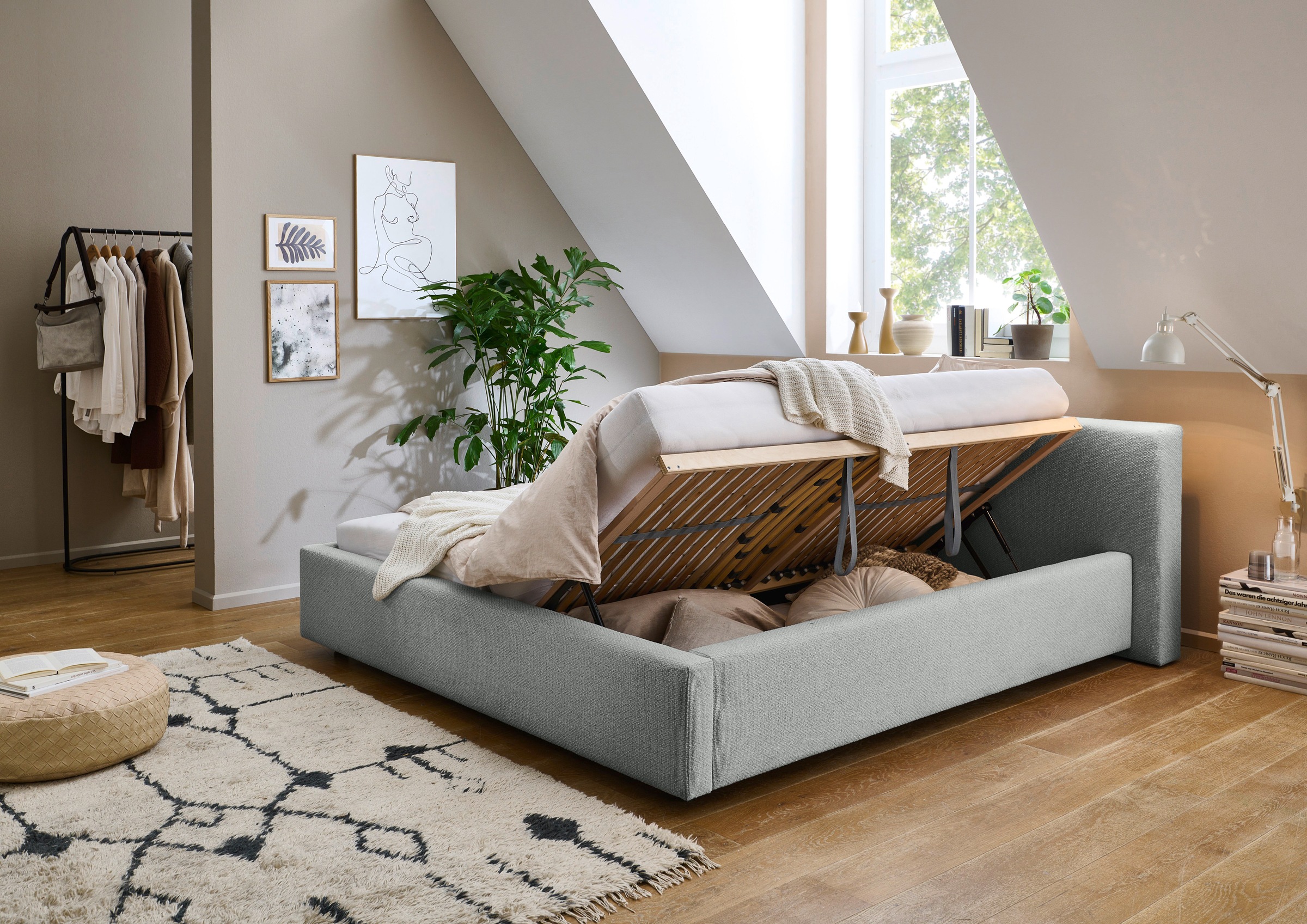 meise.möbel Polsterbett »Cube wahlweise mit Matratze und Bettkasten«, extra flaches Kopfteil, erhältlich in den Breiten 140cm, 160cm & 180cm