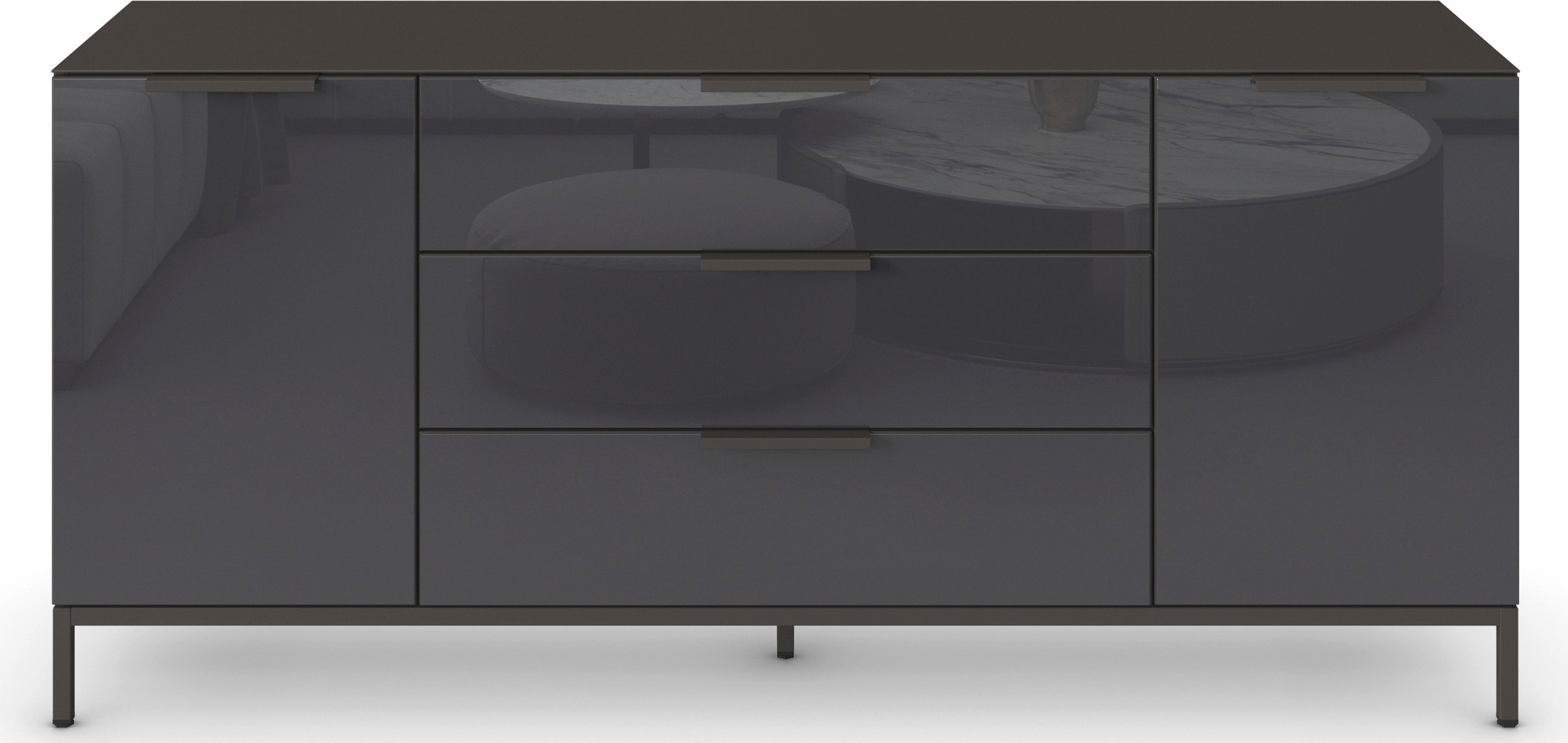 rauch Kombikommode »Kommode Türkommode Sideboard Kombikommode FLIPP mit Glasfront«, (Breite 160 cm mit 2 Einlegeböden), 2-türig, 3 Schubladen, Soft-Close-Funktion, Oberboden und Front Glas