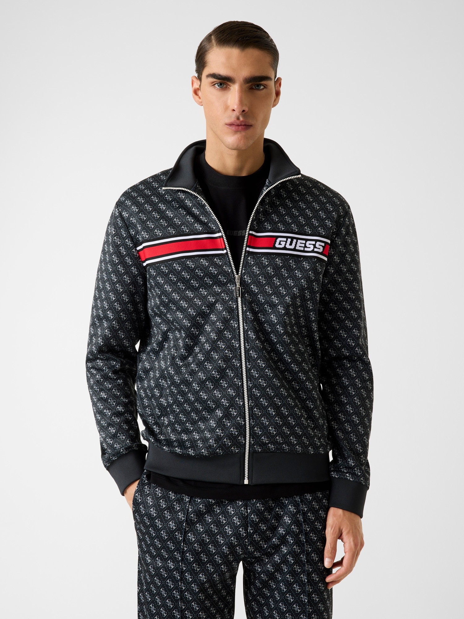 Guess Sweatjacke »KORBIN« Stehkragen, Regular Fit, Eingrifftaschen