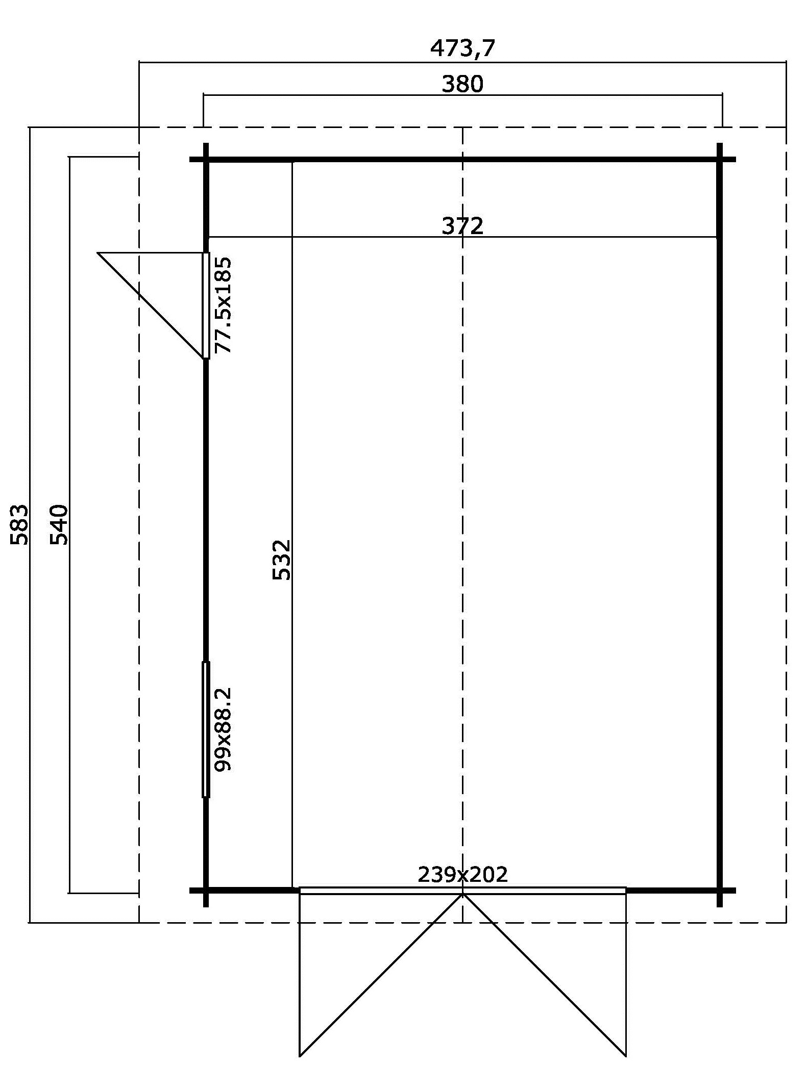 Nordic Holz Garage »Yarik«, Einzelgarage mit Satteldach, BxT: 474x583 cm