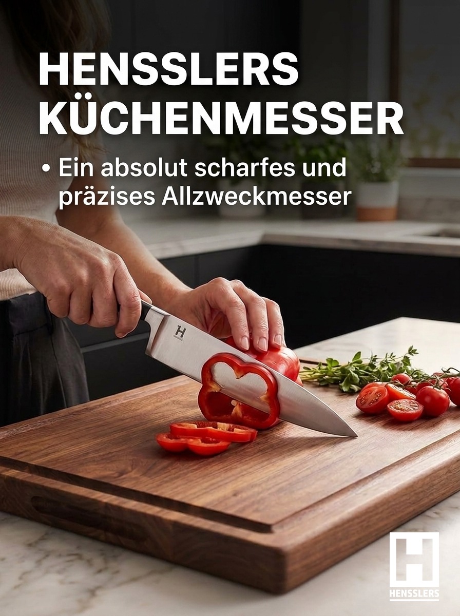HENSSLERS Allzweckmesser »HENSSLERS Küchenmesser« Klingenlänge ca. 20 cm, ergonomischer ABS-Griff