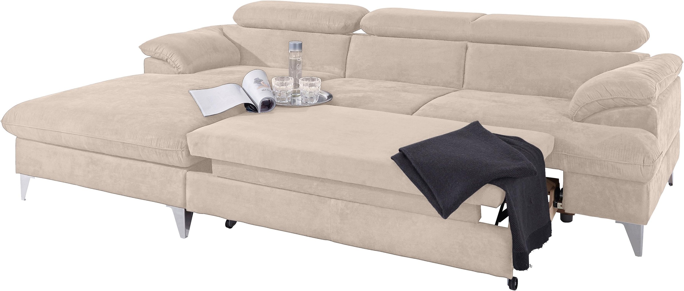 COTTA Ecksofa »Caluso L-Form«, mit Kopfteilverstellung, wahlweise mit Bettfunktion & Bettkasten