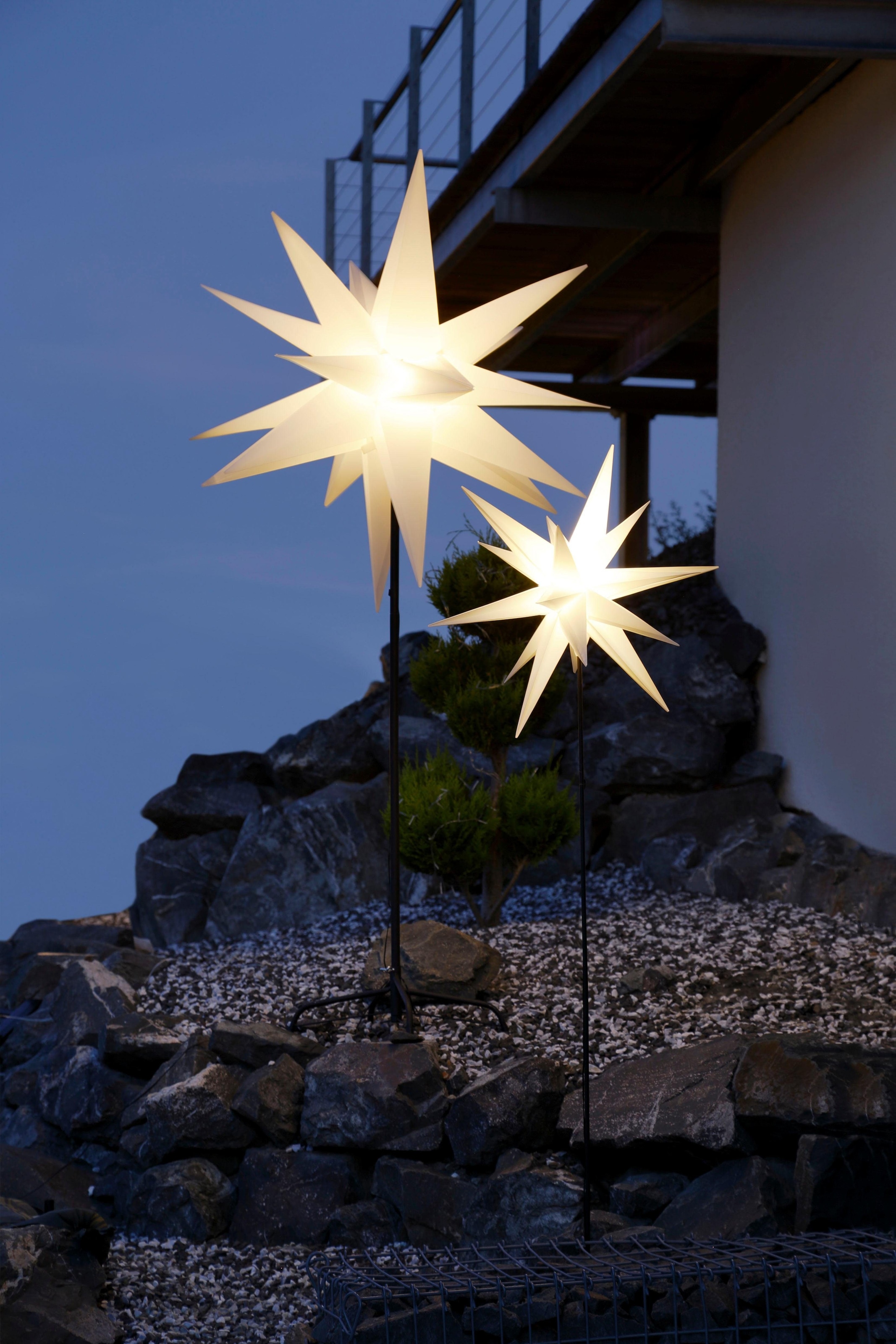 Star-Max LED Stern »Weihnachtsstern, 3D-Optik, Weihnachtsdeko aussen«, mit Erdspieß