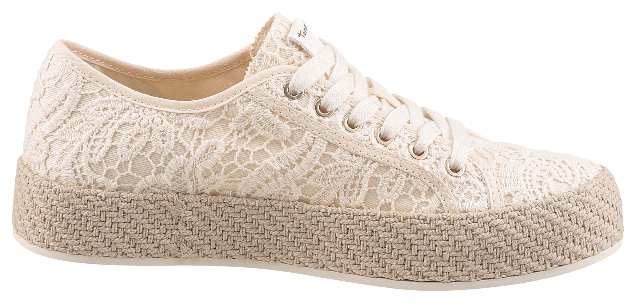 Tamaris Plateausneaker, Freizeitschuh, Halbschuh, Schnürschuh mit Häkelapplikation