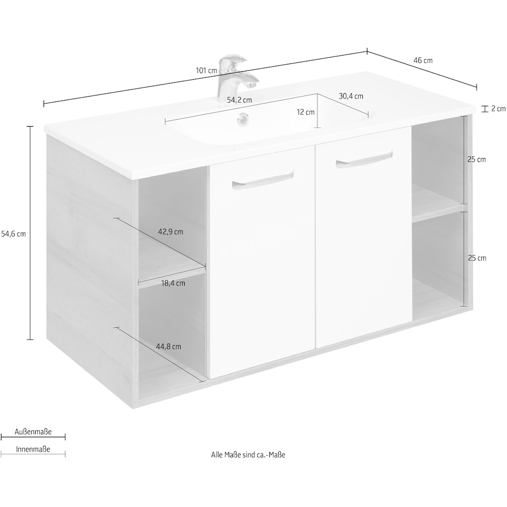 Saphir Waschtisch »Quickset 362 Mineralmarmor-Waschtisch mit Unterschrank, 101 cm breit«