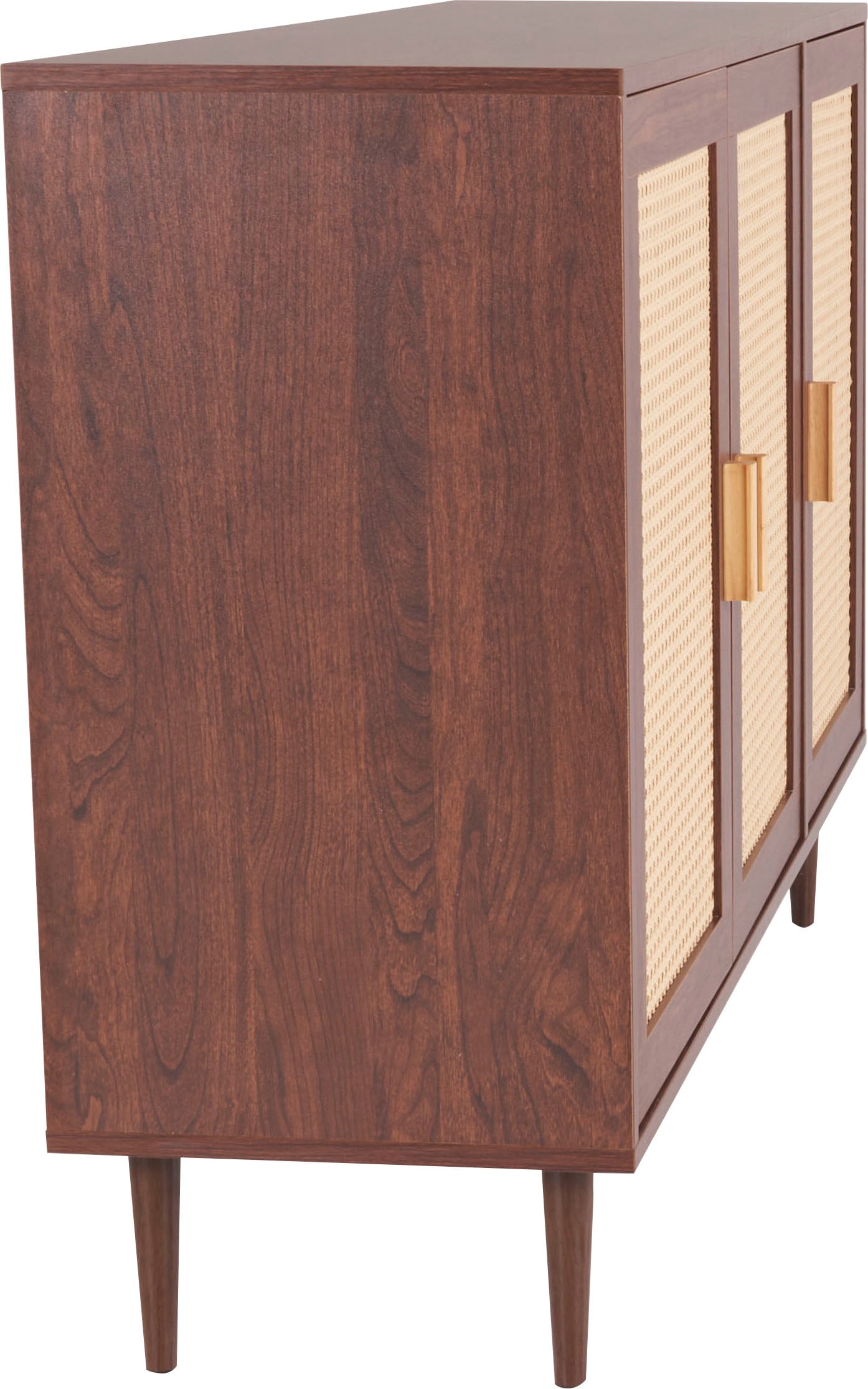 Homexperts Sideboard »Andy«, Kiefer Optik, Rattan, kiefer griff, 3 Türen & 2 Einlegeböden