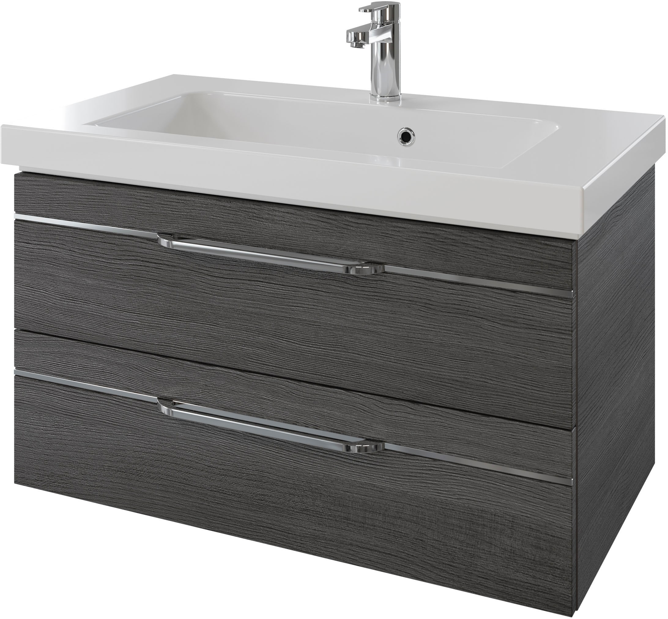 Saphir Waschtisch »Serie Balto Mineralmarmor-Waschtisch mit Unterschrank, 92 cm breit«, Waschplatz mit 2 Schubladen, Badschrank in verschiedenen Ausführungen