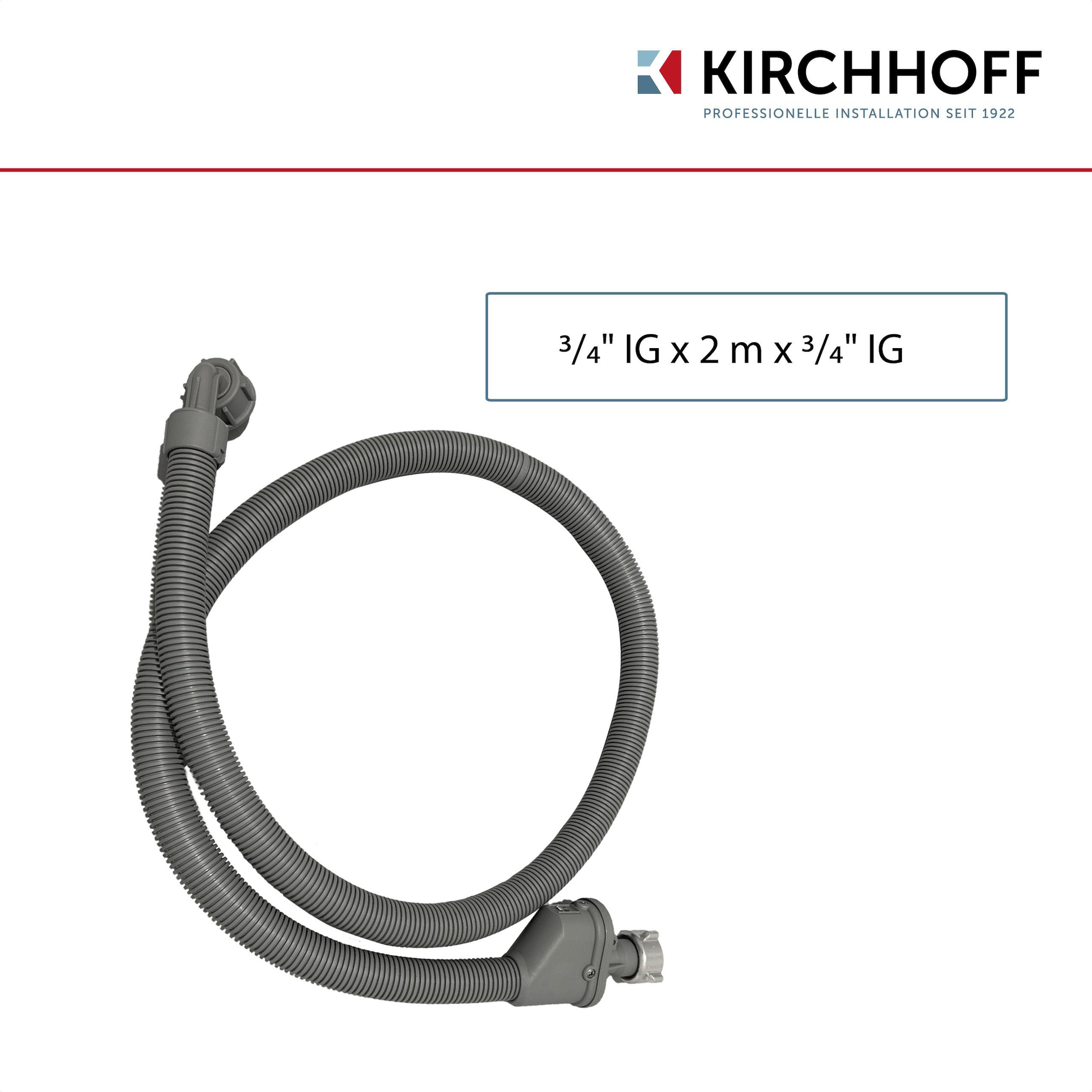 Kirchhoff Zulaufschlauch, Sicherheits-Zulaufschlauch, 3/4"IG x 2 m x 3/4"IG, 10bar/90°C