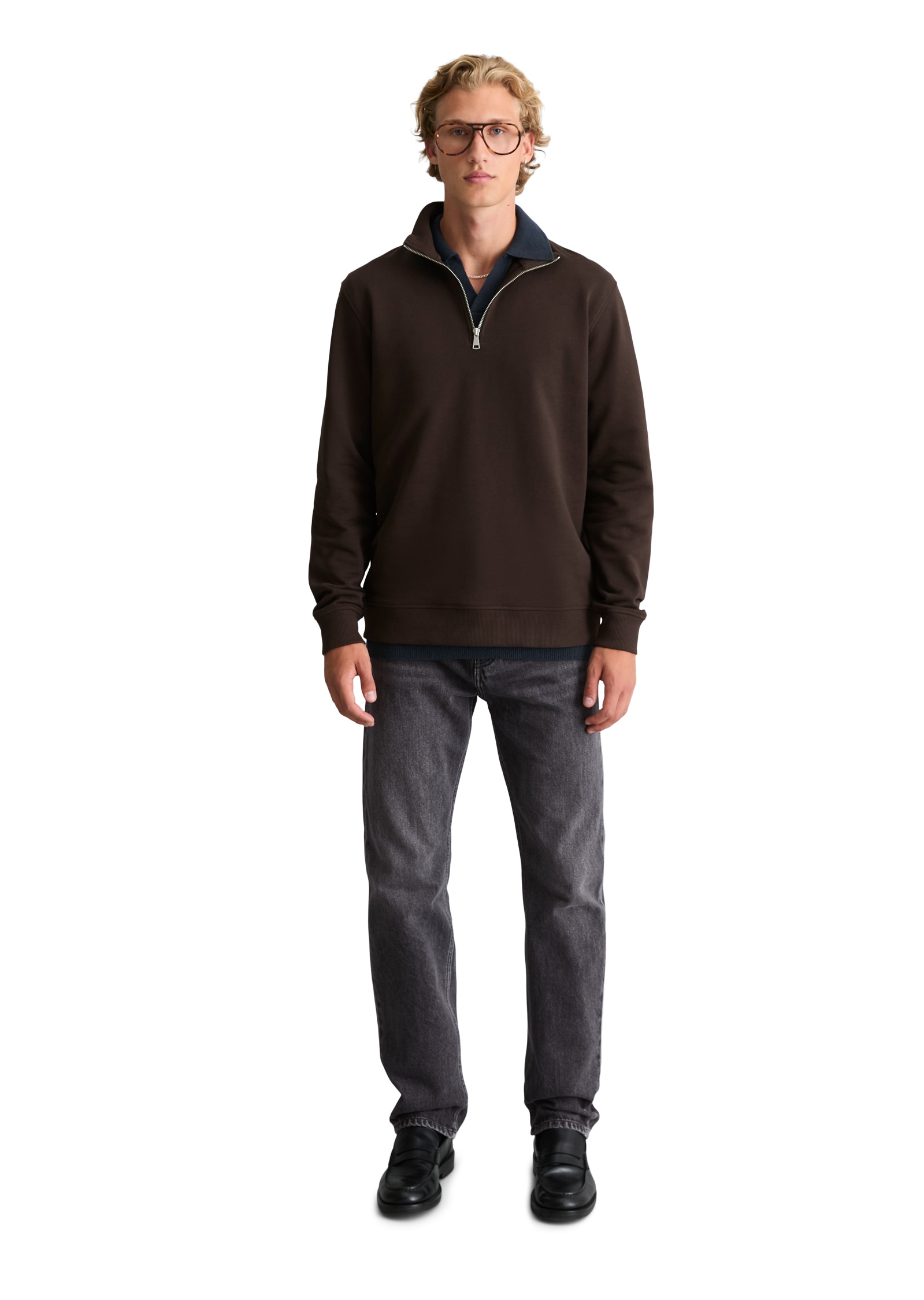 Marc O'Polo DENIM Sweatshirt , Troyer aus reiner Bio-Baumwolle
