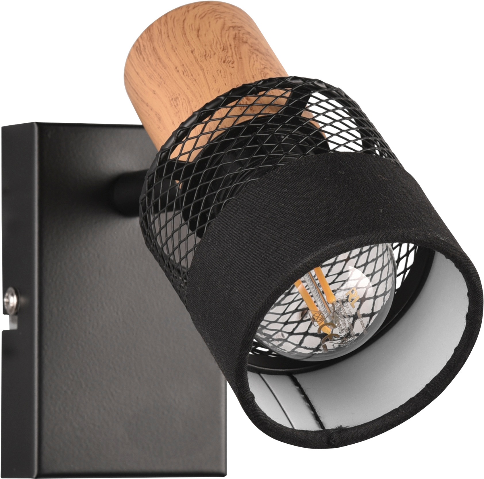 TRIO Leuchten Wandstrahler »NANDINI, Spot 1-flammig exkl 1x E14 max 10W, flexibel drehbarer Spot« E14 1 Stk. warmweiß - kaltweiß Wandspot mit Schirm aus Holz, Stoff und Metall, Ø7cm Schirm