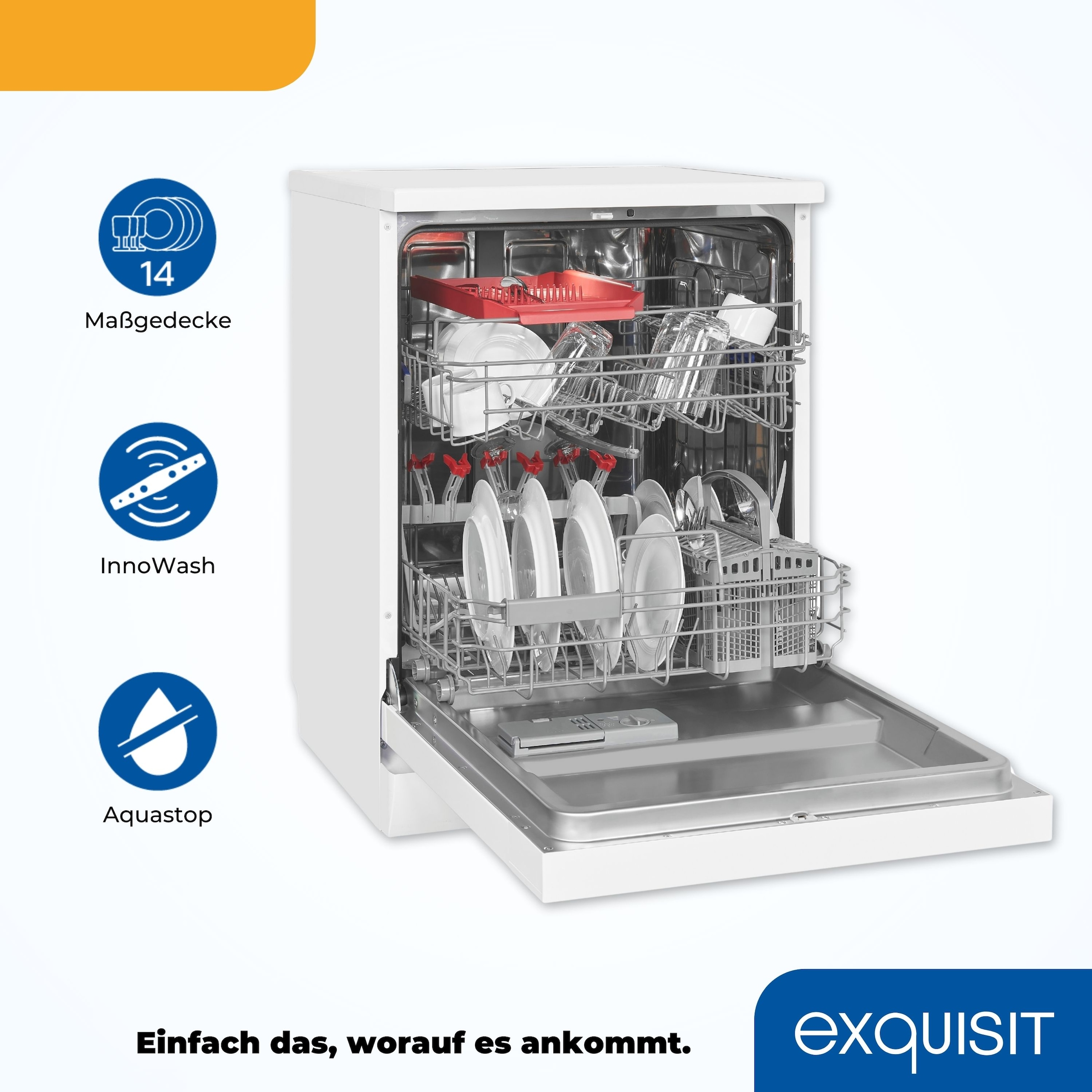 exquisit Standgeschirrspüler »GSP9414-030D weiss«, 14 Maßgedecke