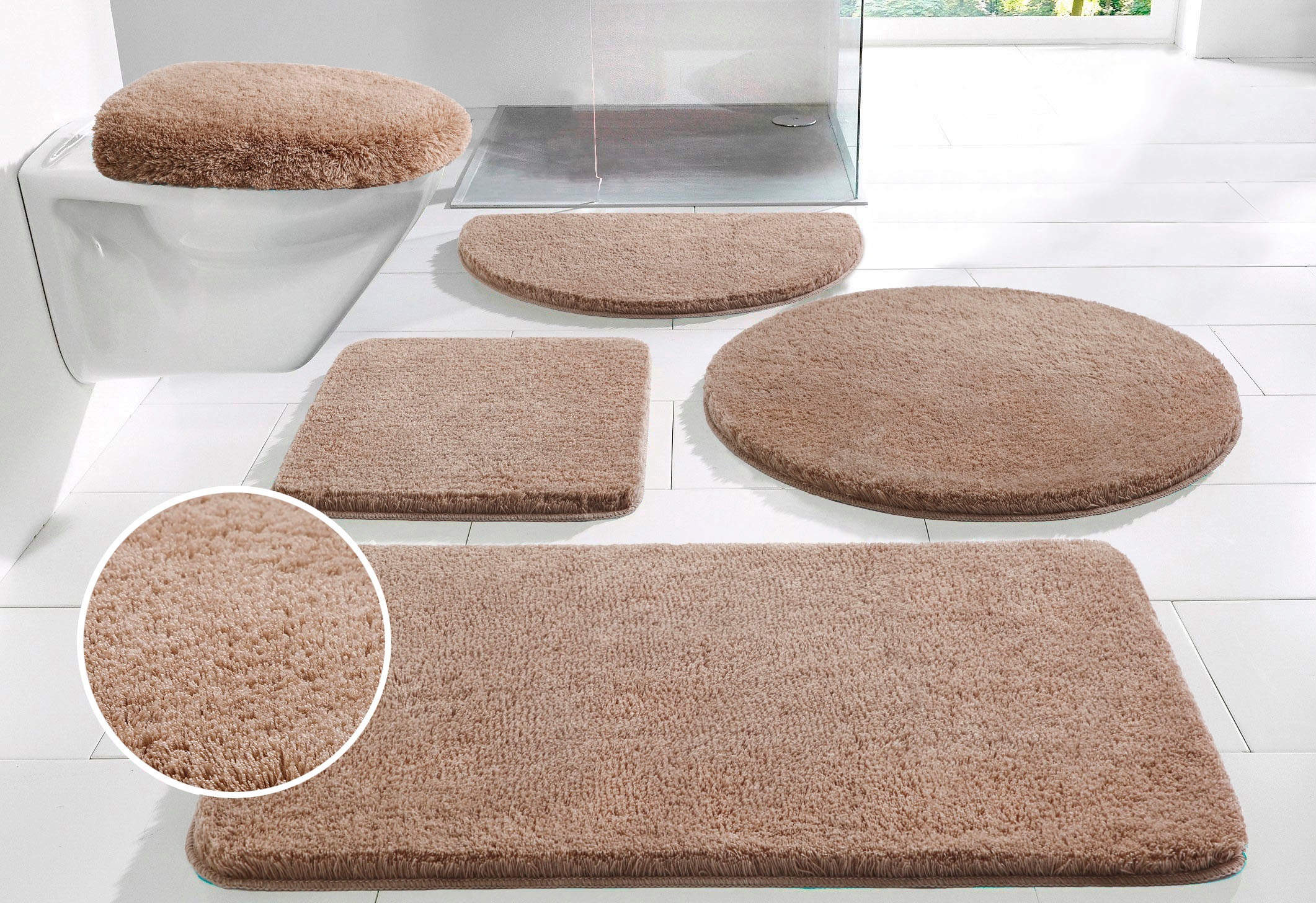 my home Badematte »Merida, Badvorleger, Badezimmer Teppich« Höhe 32 mm ruts günstig online kaufen