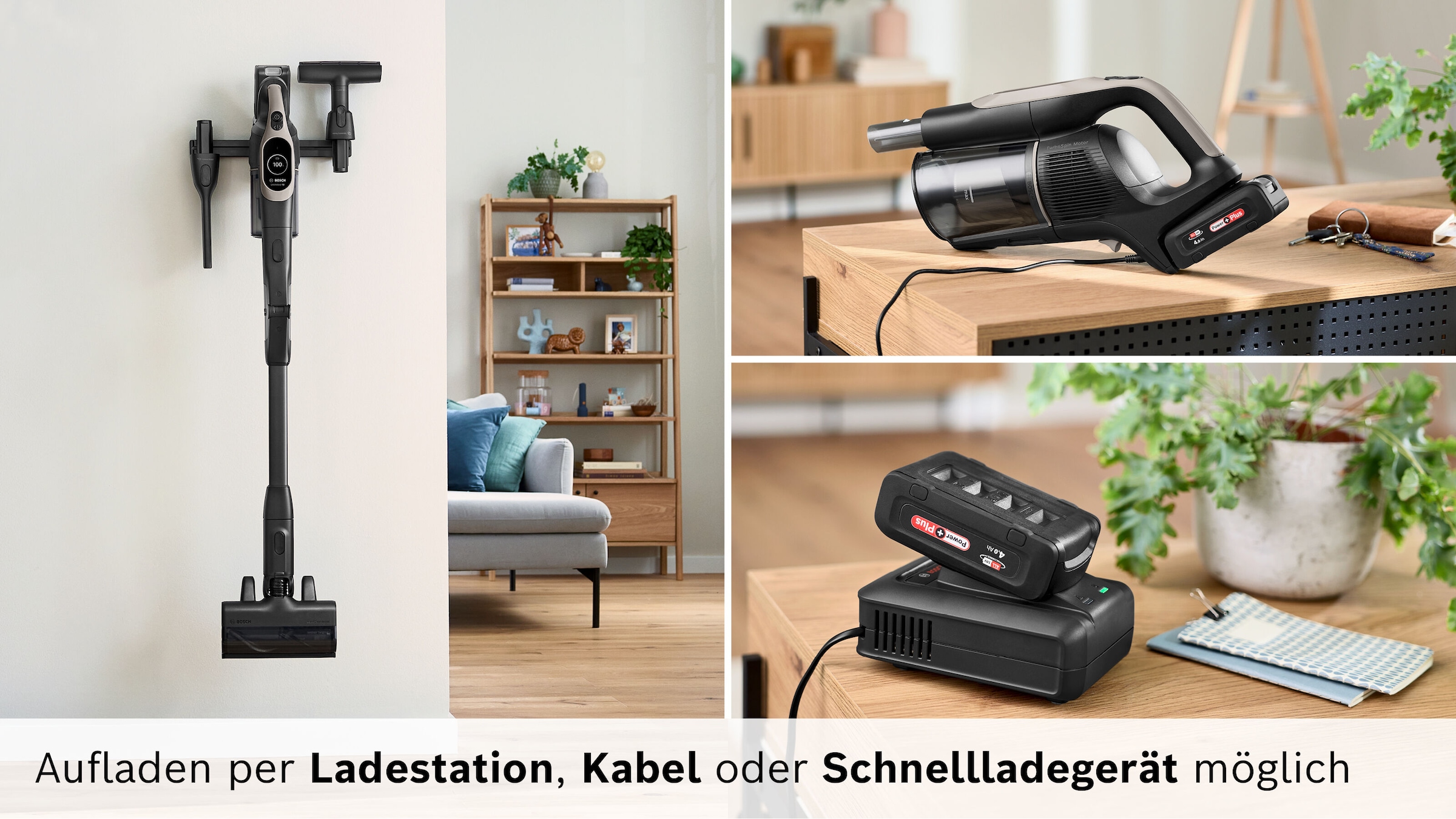 BOSCH Akku-Stielstaubsauger »Unlimited 10 BKS1051GQC, MicroClean™ Technology, Display, Knickrohr«, HEPA-Filtersystem, 10 Jahre Motorgarantie, Schnellladegerät, grau