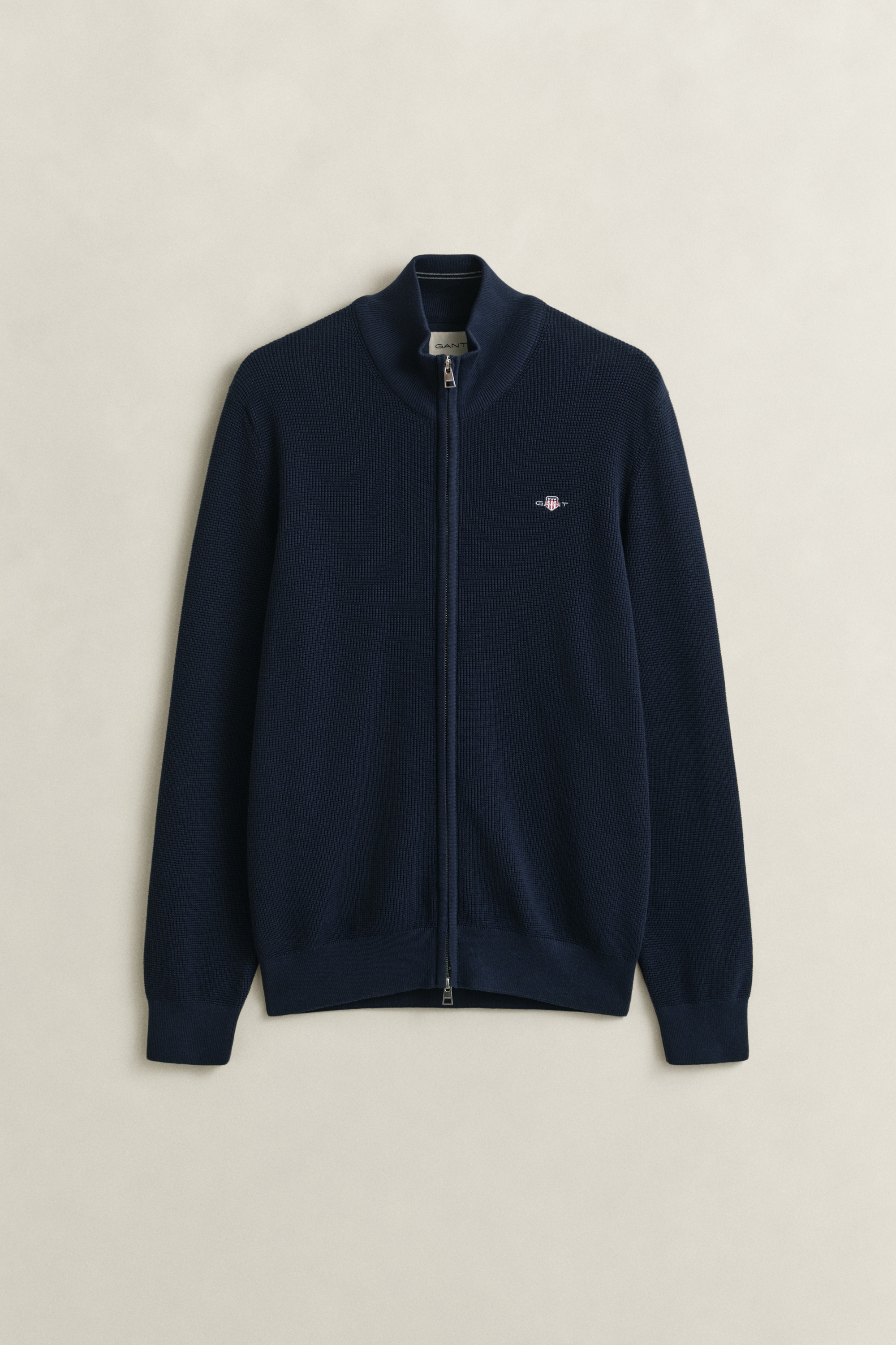 Gant Strickjacke »MICRO TEXTURED COTTON ZIP« Regular fit mit Stehkragen