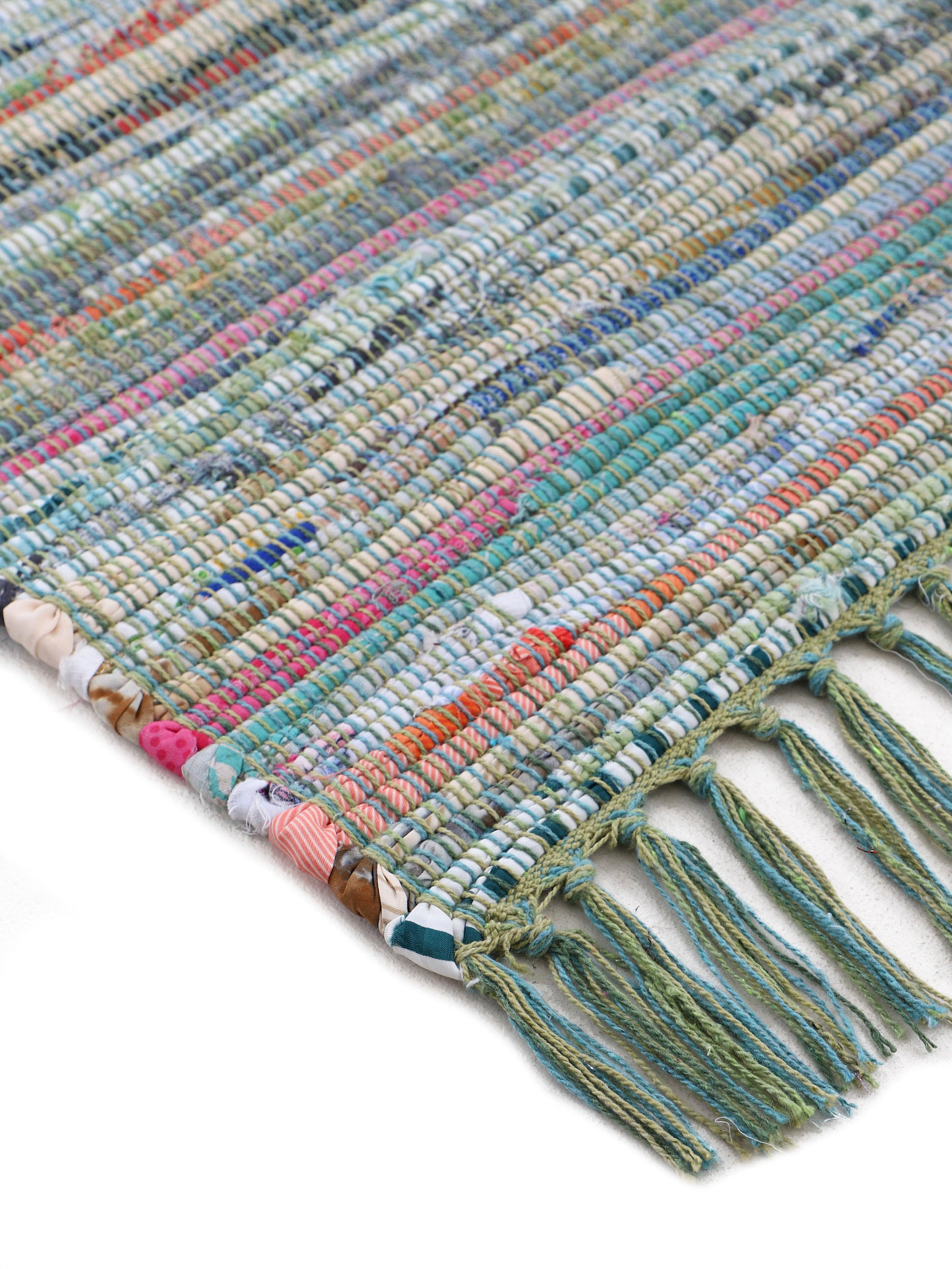 carpetfine Teppich »Kelim Chindi, Wendeteppich«, rechteckig, 6 mm Höhe, handgewebt, Fleckerlteppich mit Fransen, auch vielen in Läufergrößen